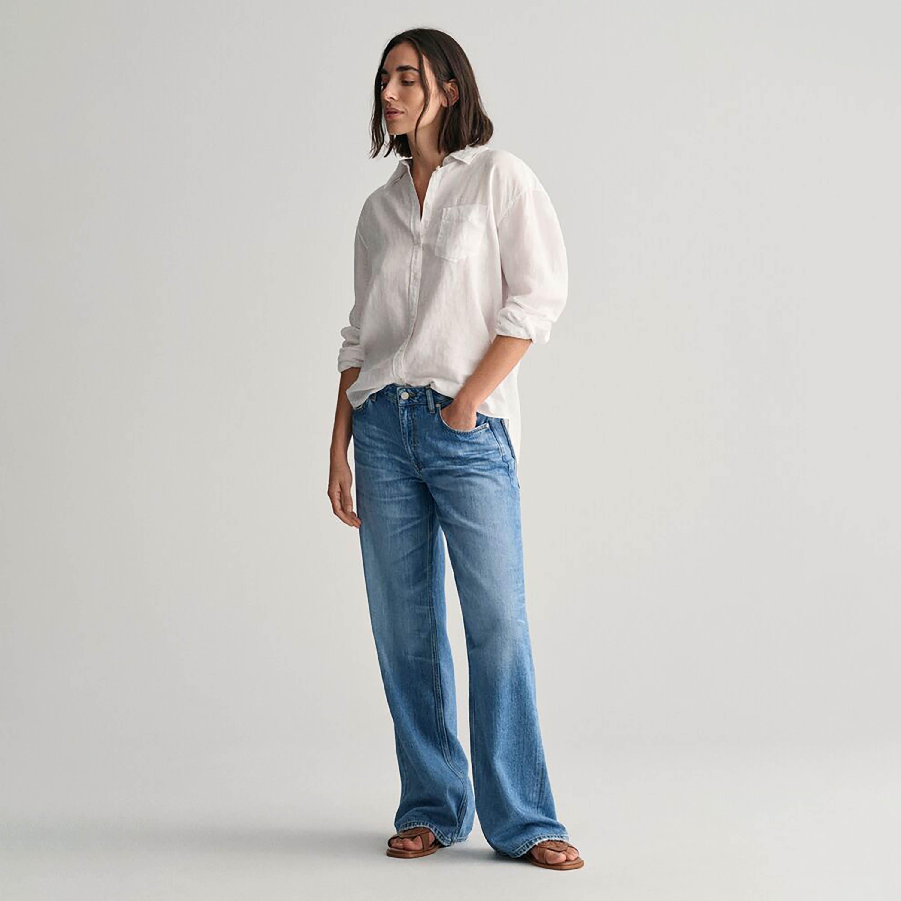 Gant Relaxed Fit Plain Collared Long Sleeves Women's Shirt-women-clothing-shirtsandblouses-shirts-image-1