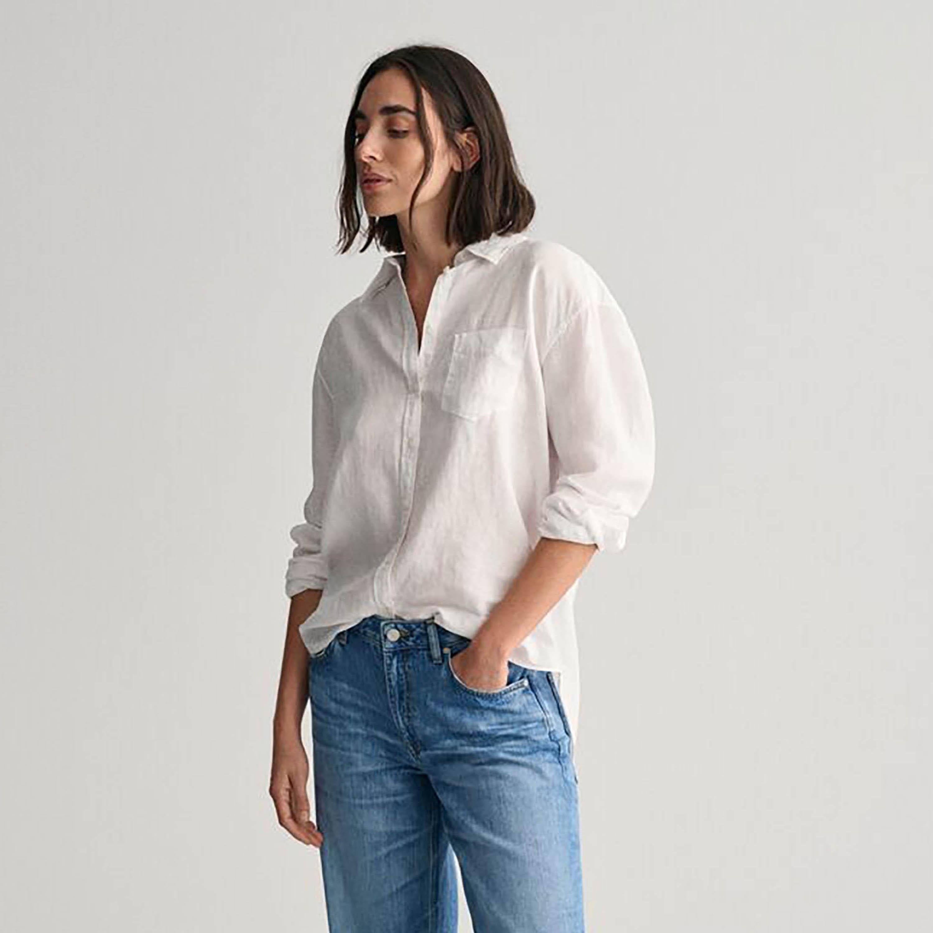 Gant Relaxed Fit Plain Collared Long Sleeves Women's Shirt-women-clothing-shirtsandblouses-shirts-image-5