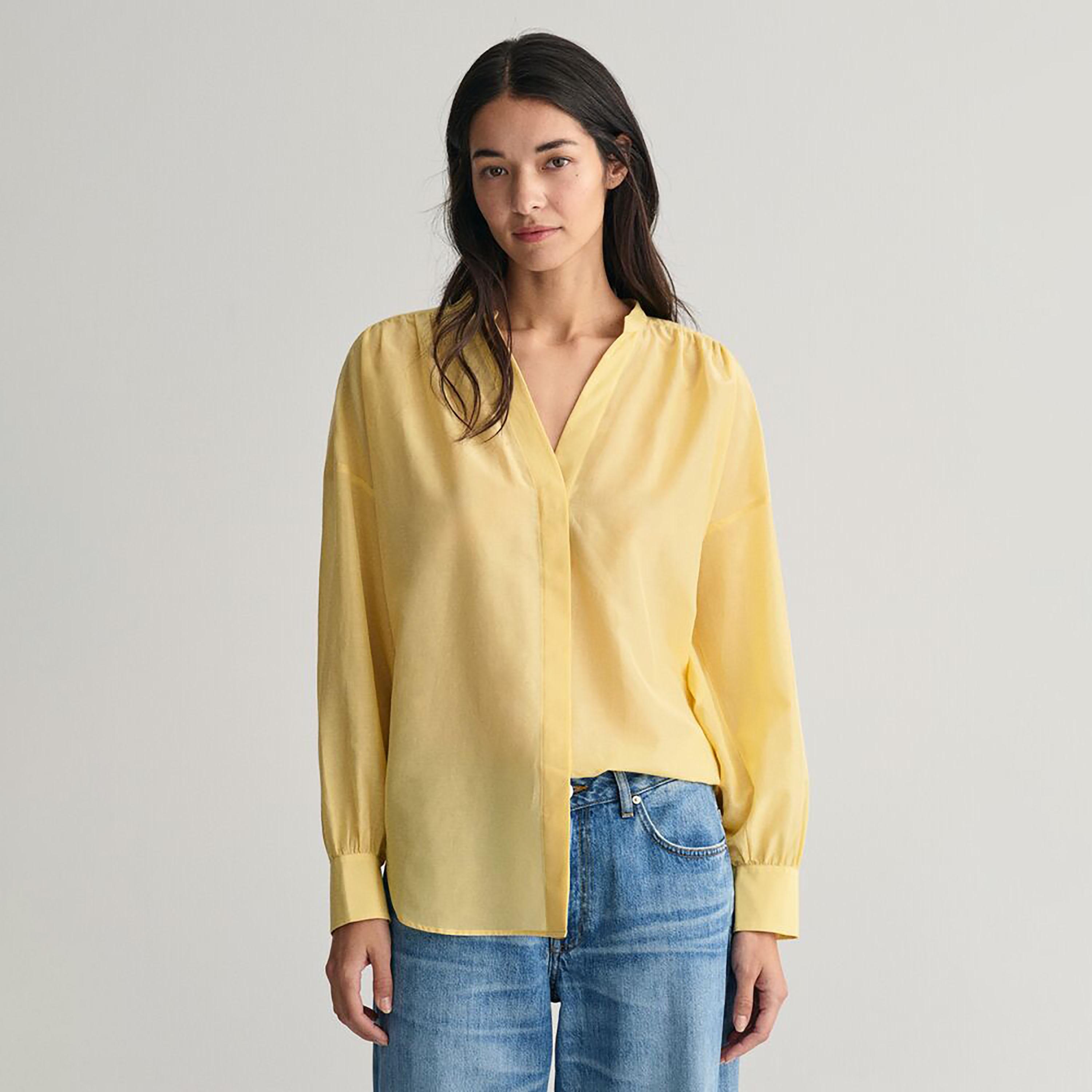 Gant Regular Fit Plain Mandarin Neck Long Sleeves Women's Shirt-women-clothing-shirtsandblouses-shirts-image-6