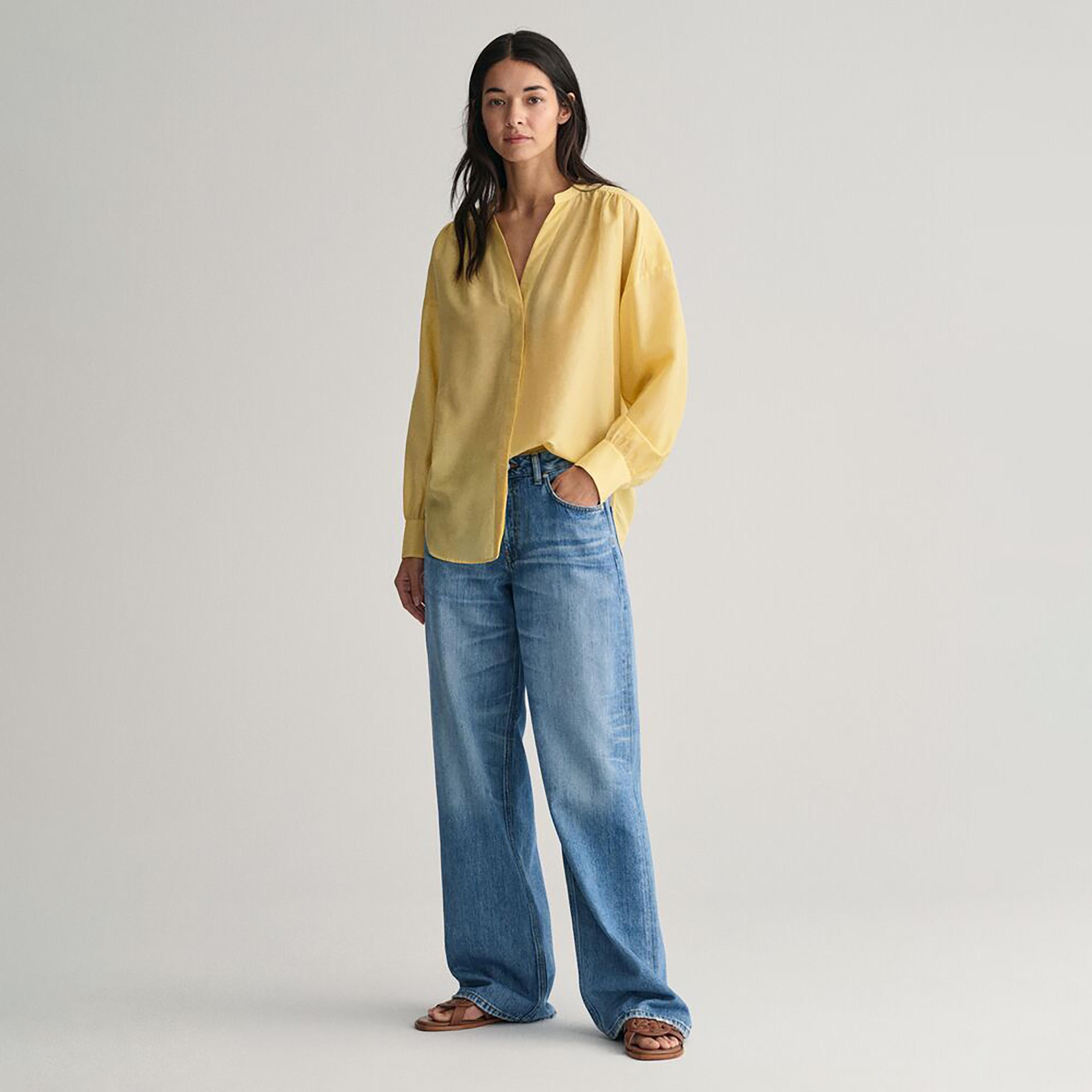 Gant Regular Fit Plain Mandarin Neck Long Sleeves Women's Shirt-women-clothing-shirtsandblouses-shirts-image-7
