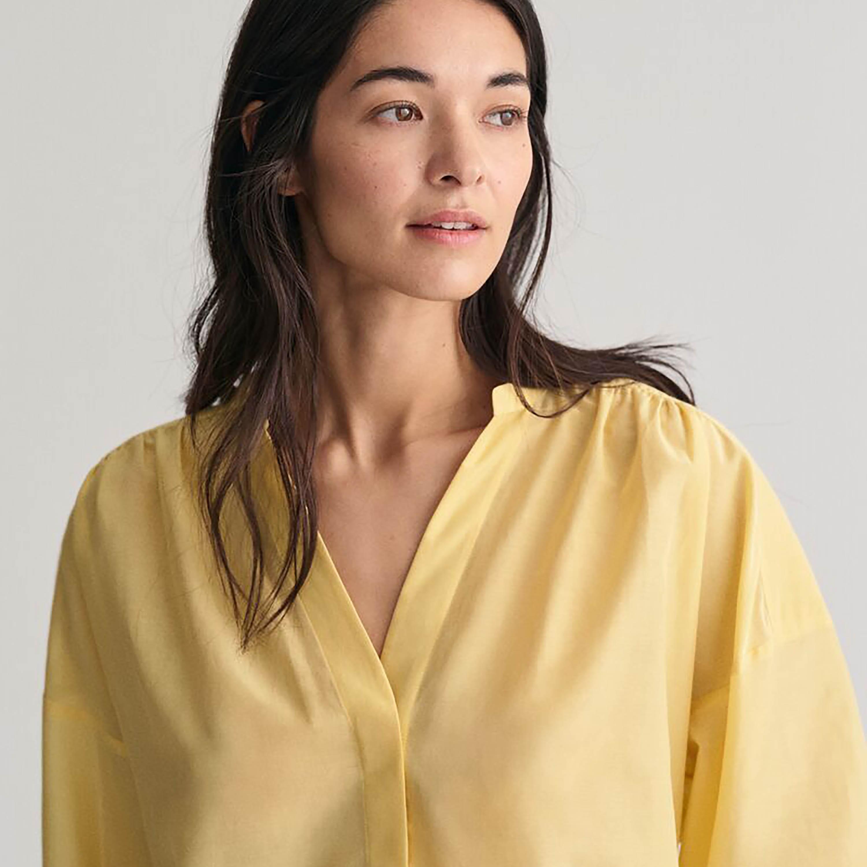 Gant Regular Fit Plain Mandarin Neck Long Sleeves Women's Shirt-women-clothing-shirtsandblouses-shirts-image-8