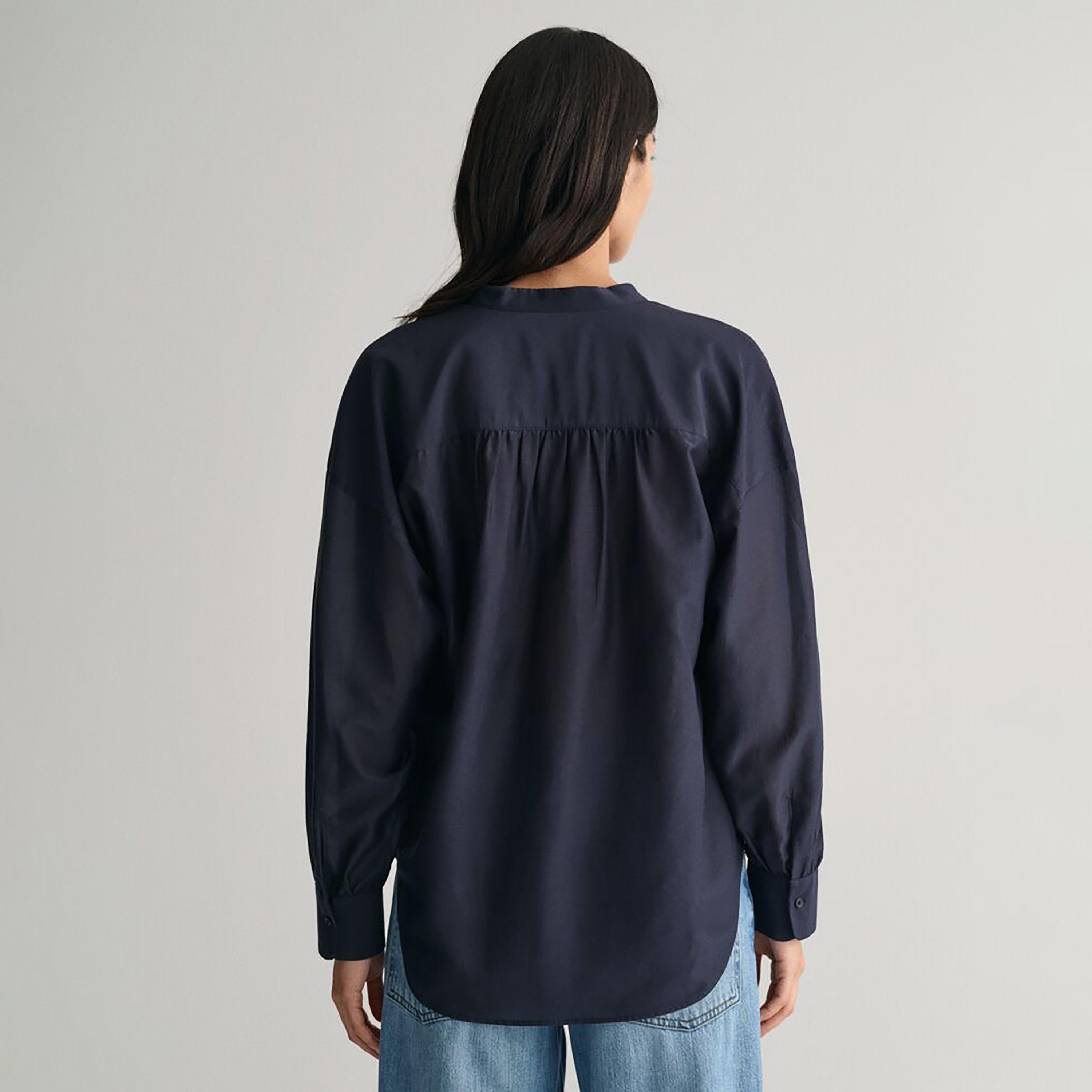 Gant Regular Fit Plain Mandarin Neck Long Sleeves Women's Shirt-women-clothing-shirtsandblouses-shirts-image-3