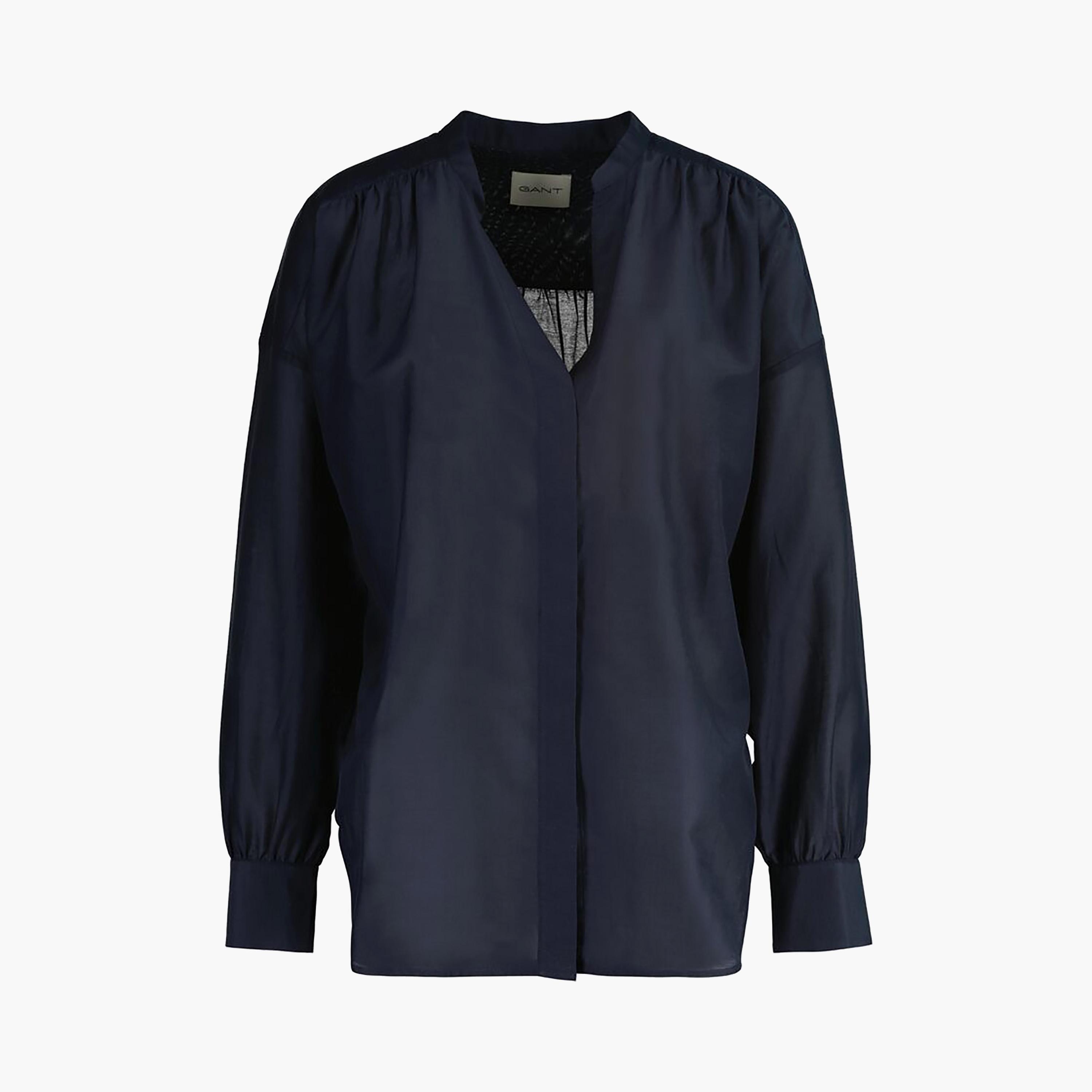 Gant Regular Fit Plain Mandarin Neck Long Sleeves Women's Shirt-women-clothing-shirtsandblouses-shirts-image-4