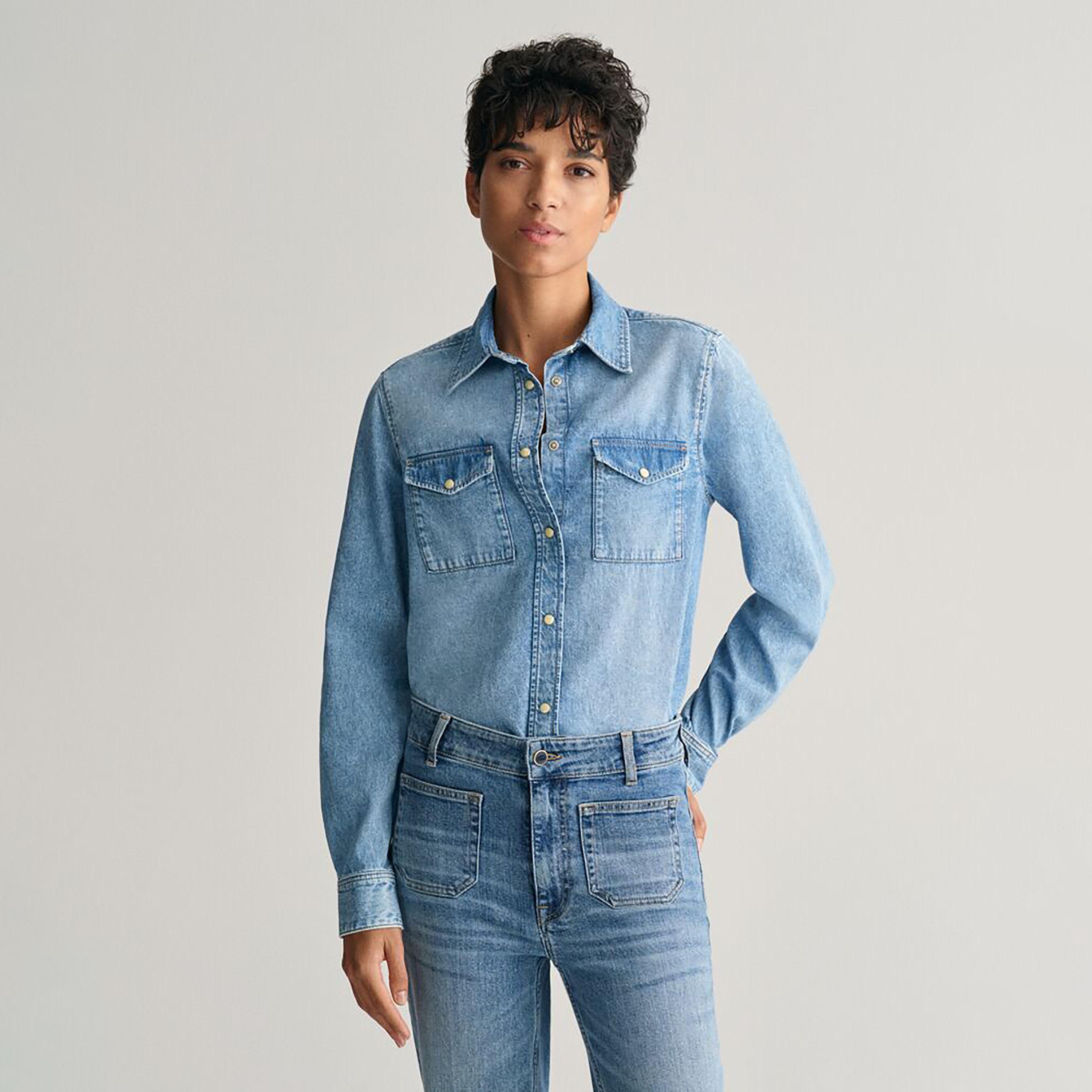 Gant Regular Fit Plain Collared Long Sleeves Women's Shirt-women-clothing-shirtsandblouses-shirts-image-1