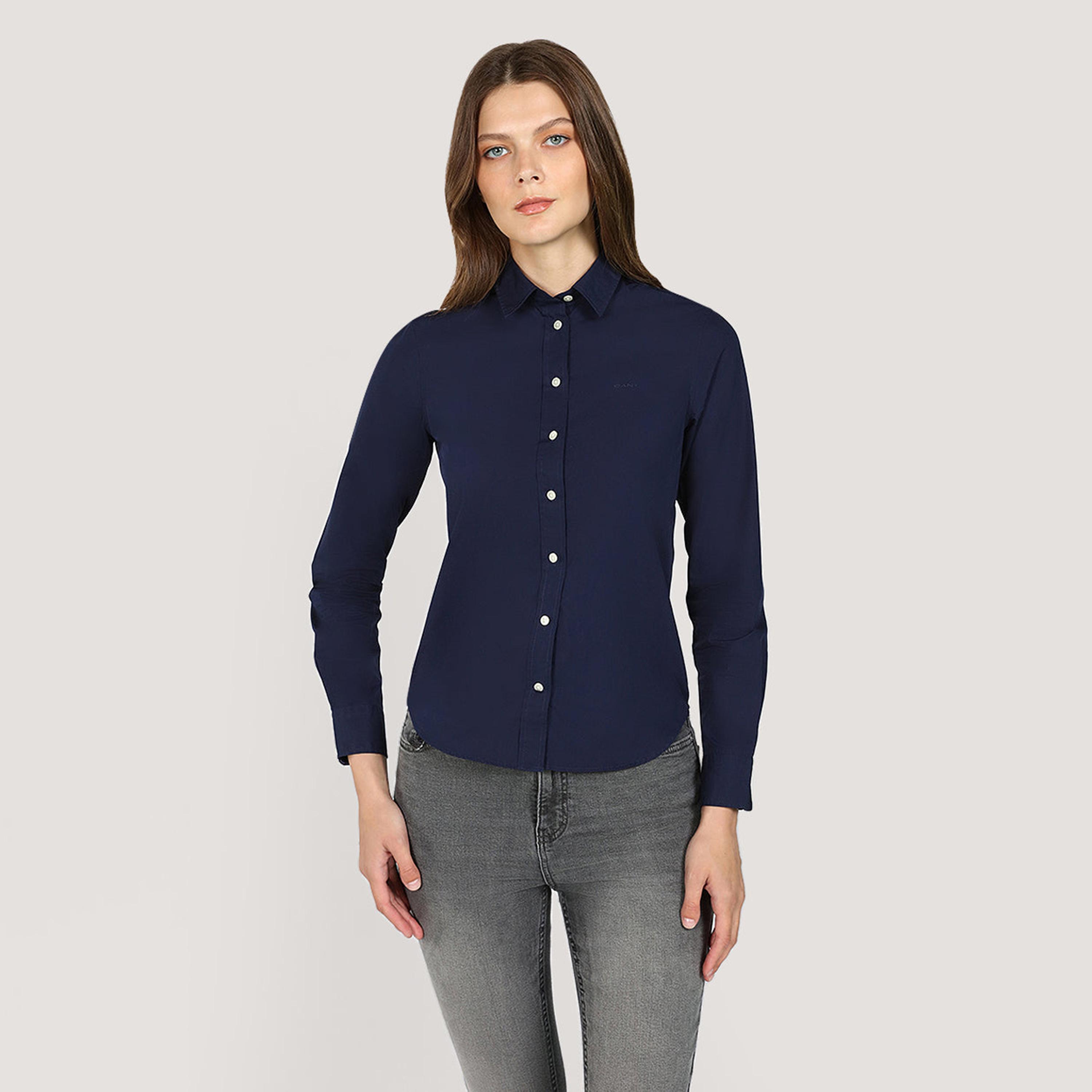 قميص بوبلين بأكمام طويلة بياقة غانت العادية-women-clothing-shirtsandblouses-shirts-image-1