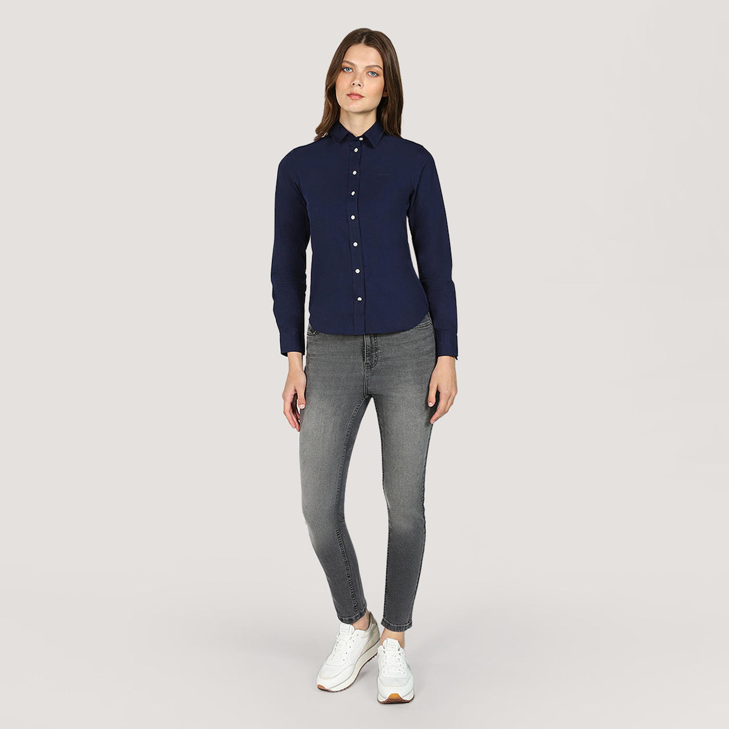 قميص بوبلين بأكمام طويلة بياقة غانت العادية-women-clothing-shirtsandblouses-shirts-image-2