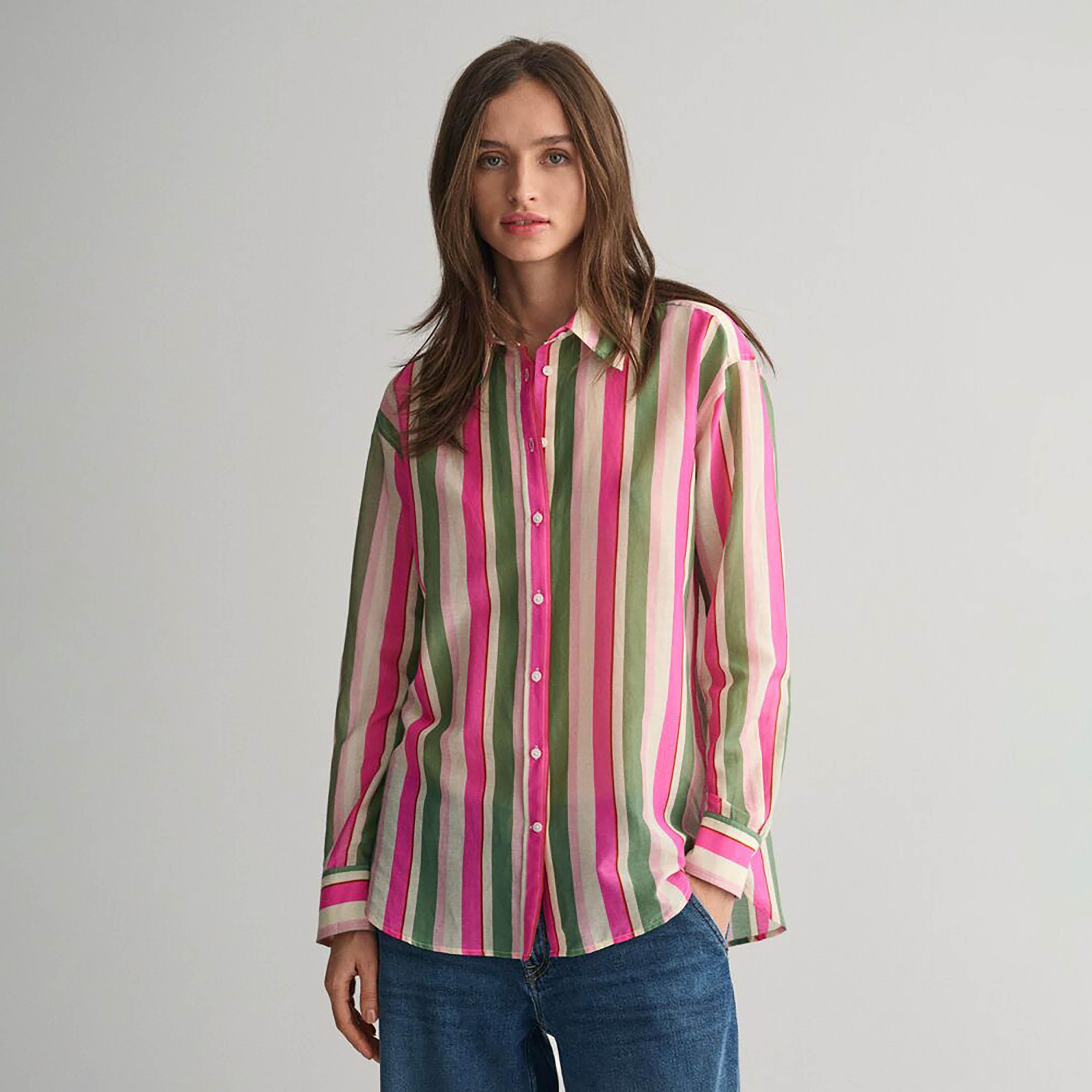 Gant Relaxed Fit Striped Collared Long Sleeves Women's Shirt-women-clothing-shirtsandblouses-shirts-image-1