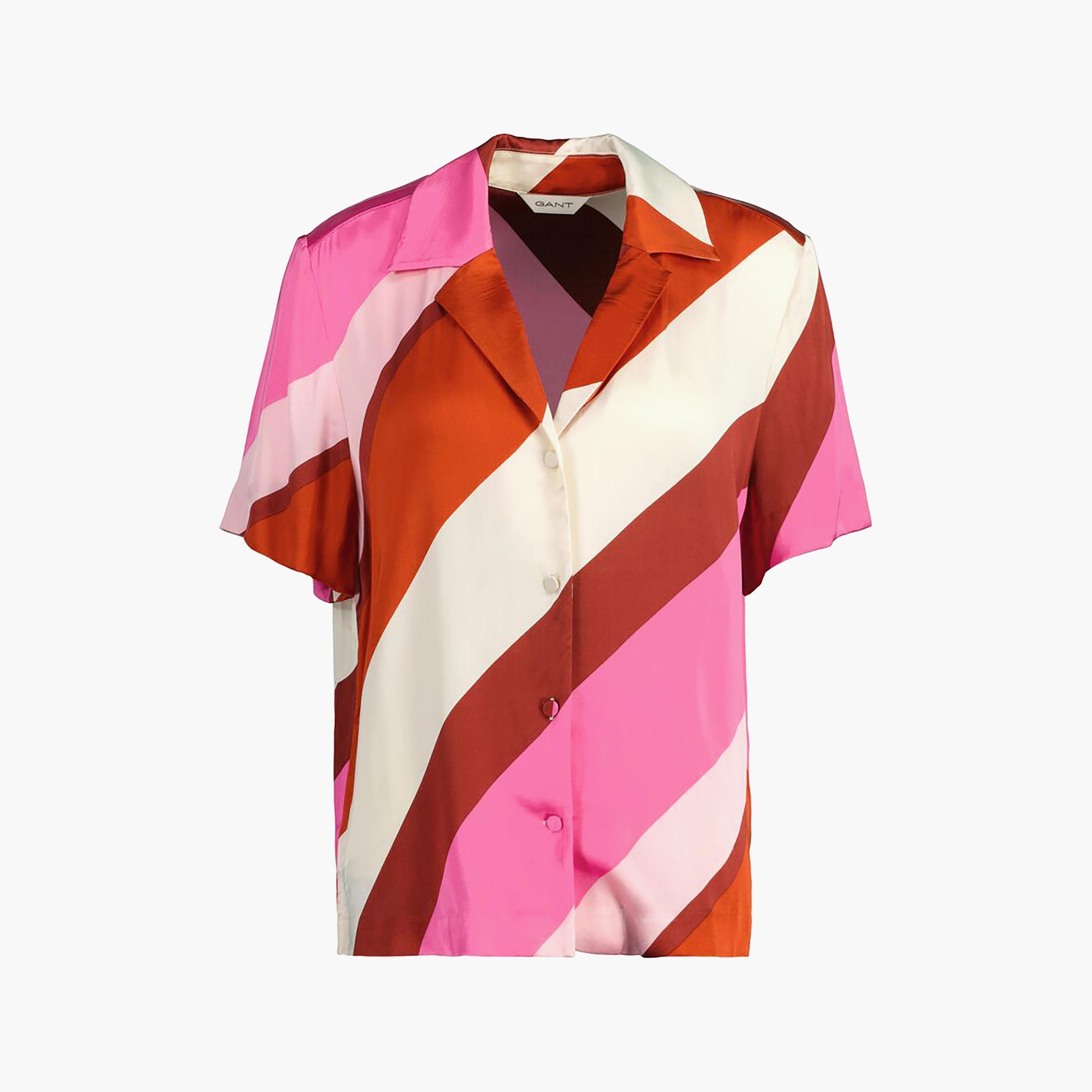 Gant Regular Fit Striped Resort Collar Short Sleeves Women's Shirt-women-clothing-shirtsandblouses-shirts-image-1