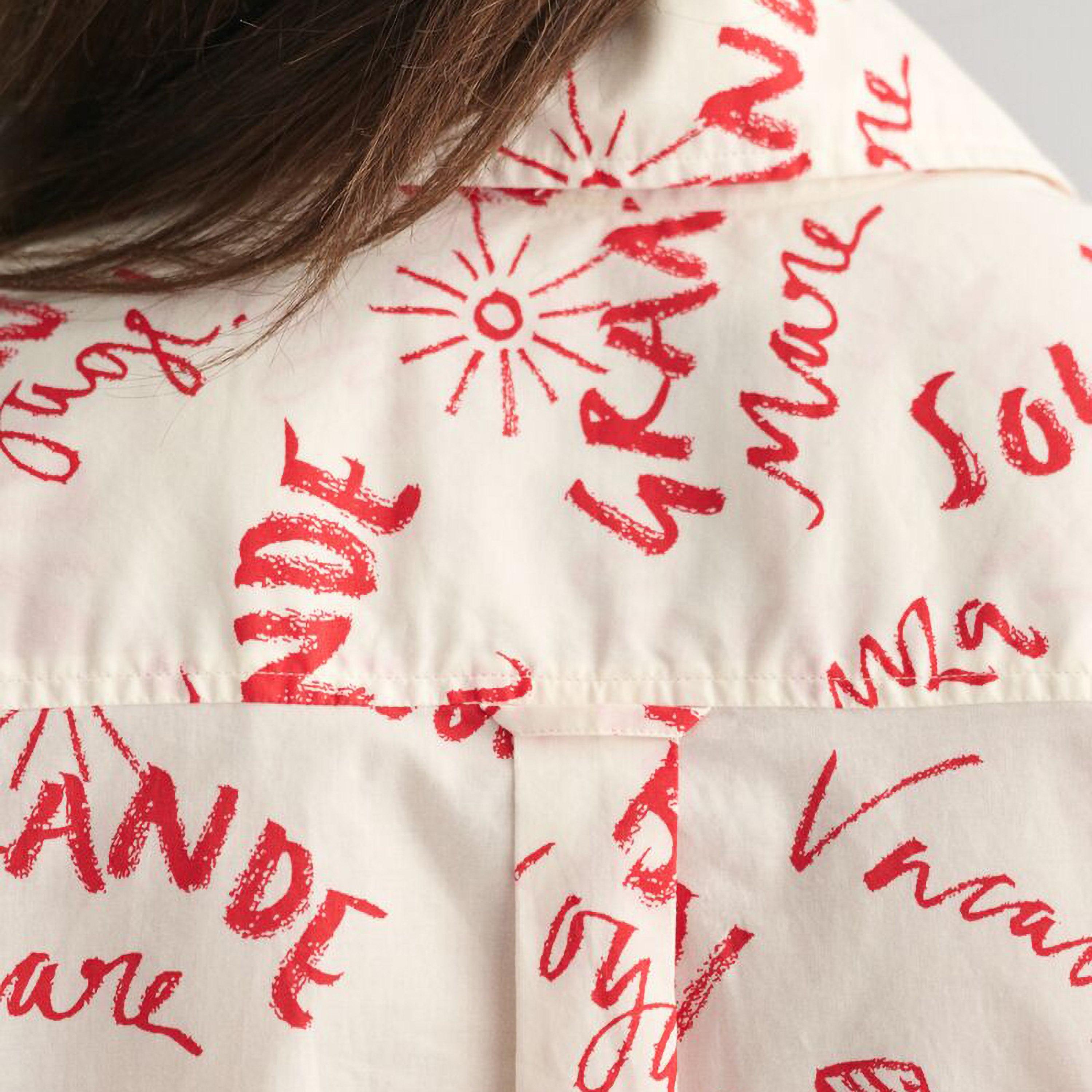 قميص نسائي بأكمام قصيرة وياقة وطباعة مطبعية من Gant-women-clothing-shirtsandblouses-shirts-image-2