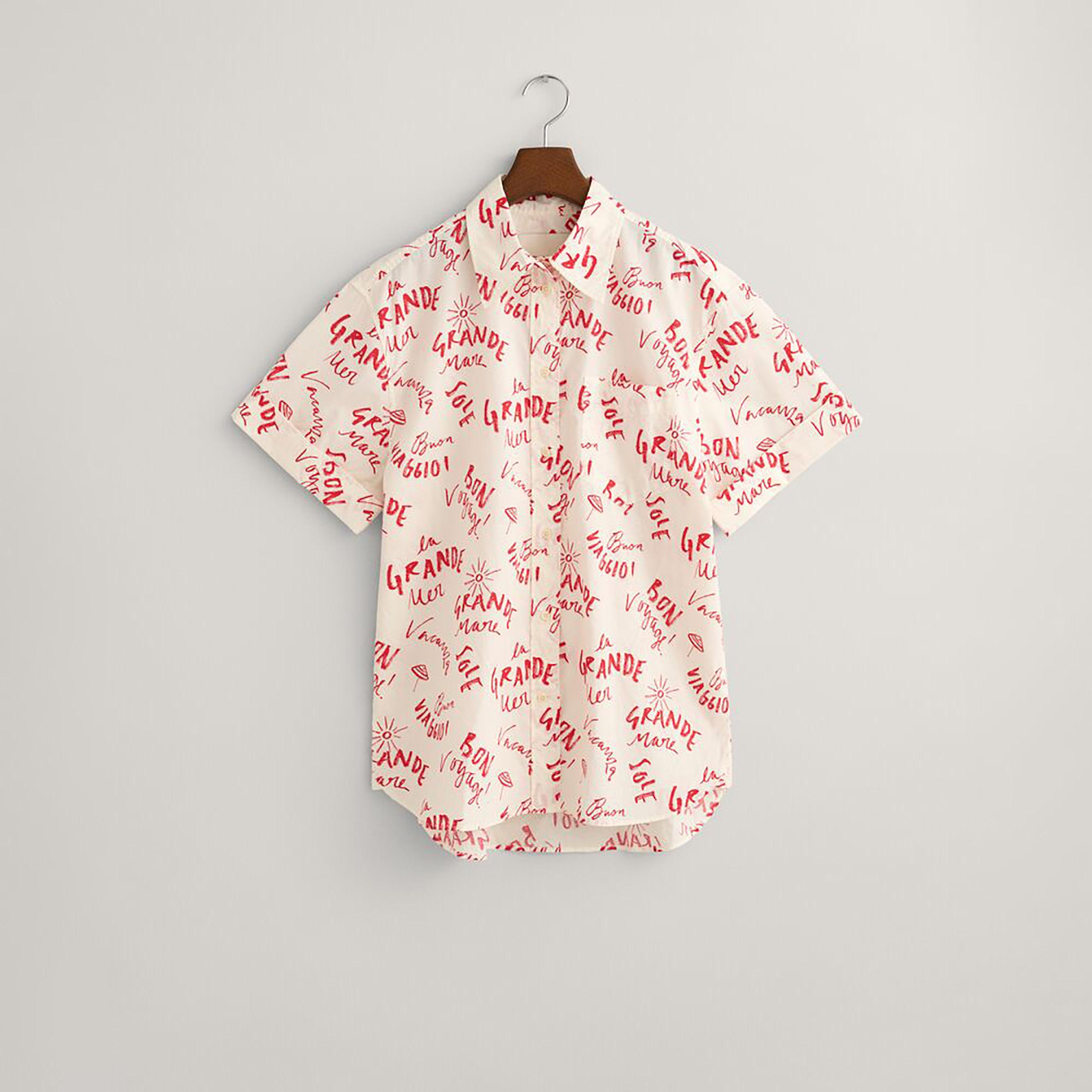 قميص نسائي بأكمام قصيرة وياقة وطباعة مطبعية من Gant-women-clothing-shirtsandblouses-shirts-image-5