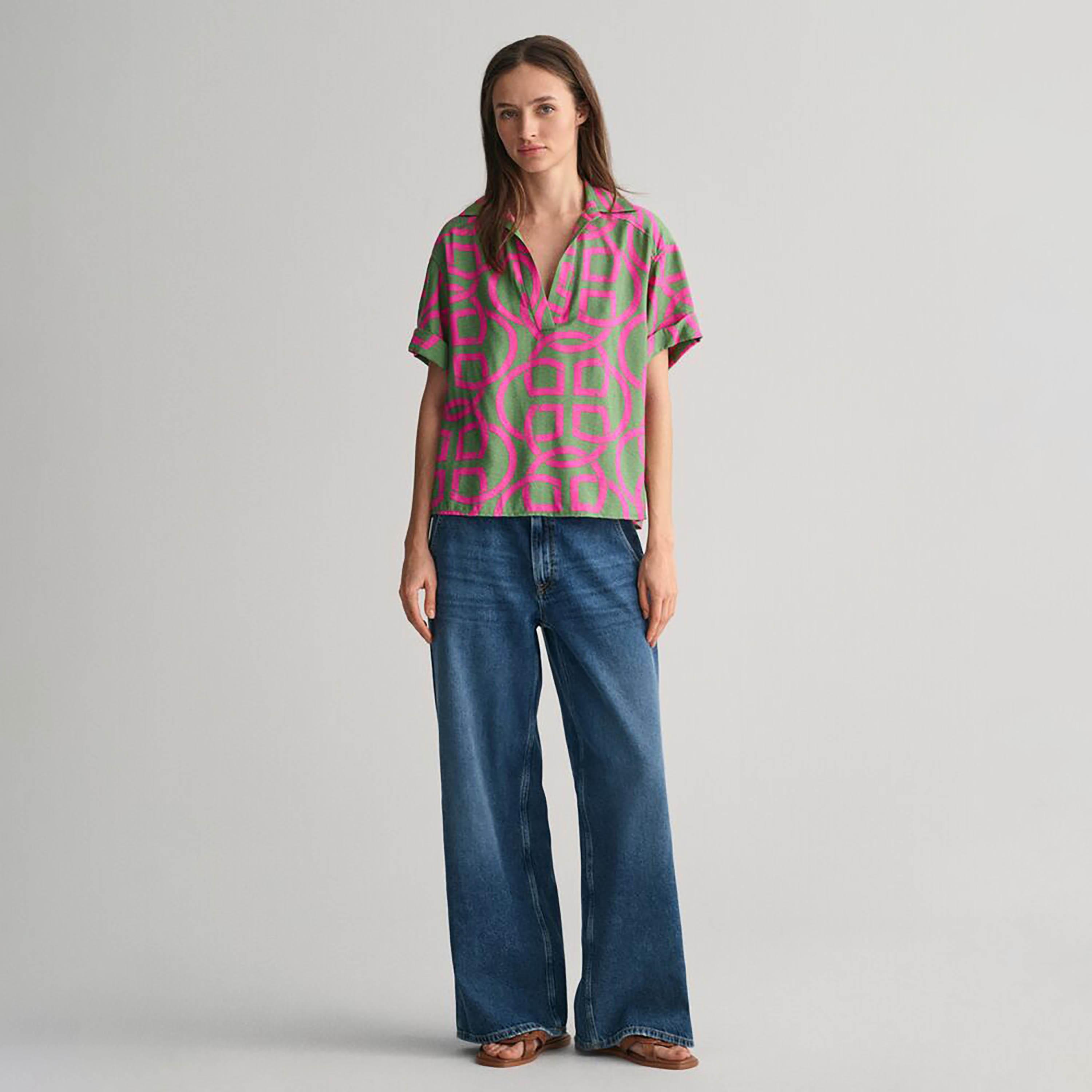 Gant Relaxed Fit Monogram Johny Collar Short Sleeves Women's Shirt-women-clothing-shirtsandblouses-shirts-image-2