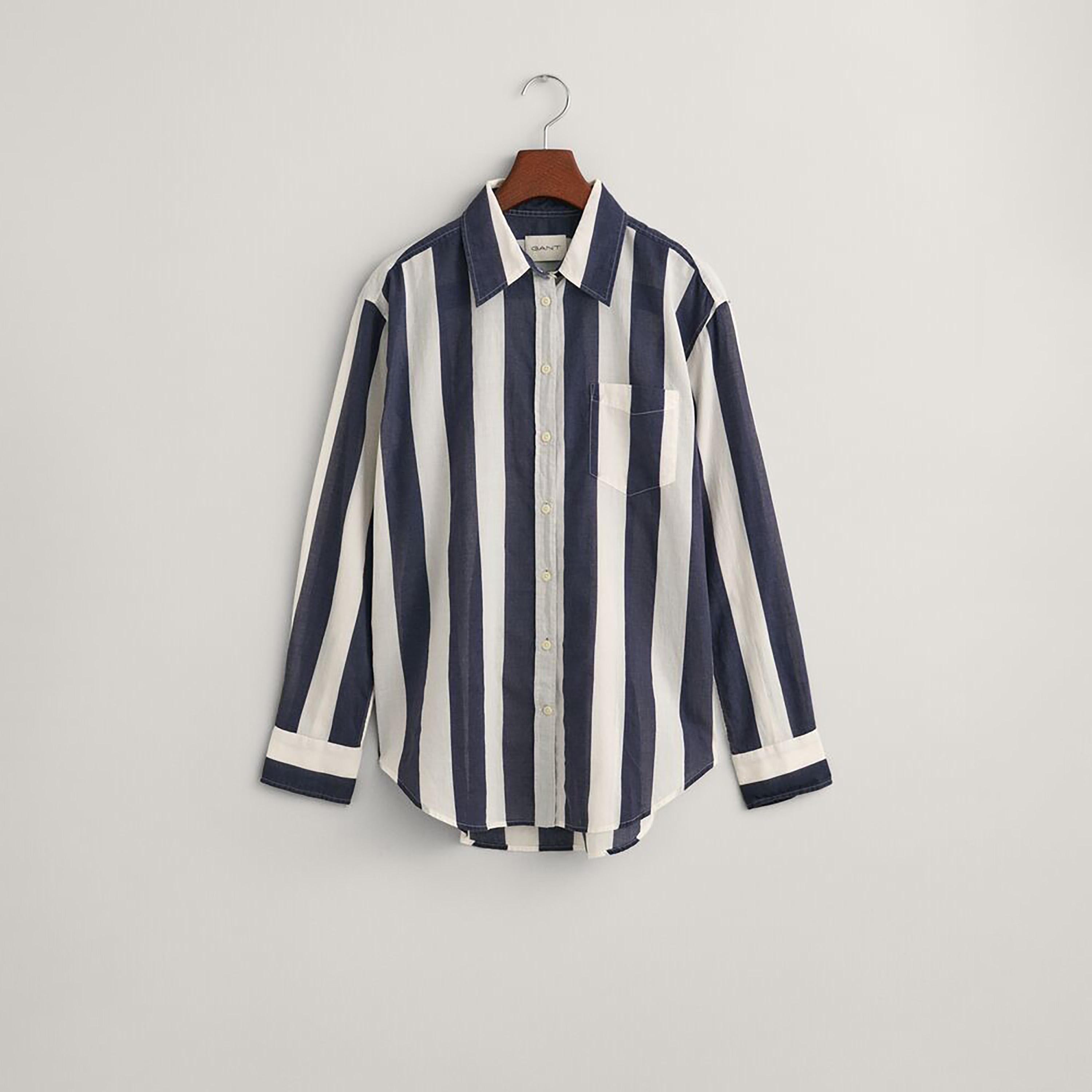 Gant Relaxed Fit Striped Collared Long Sleeves Women's Shirt-women-clothing-shirtsandblouses-shirts-image-5