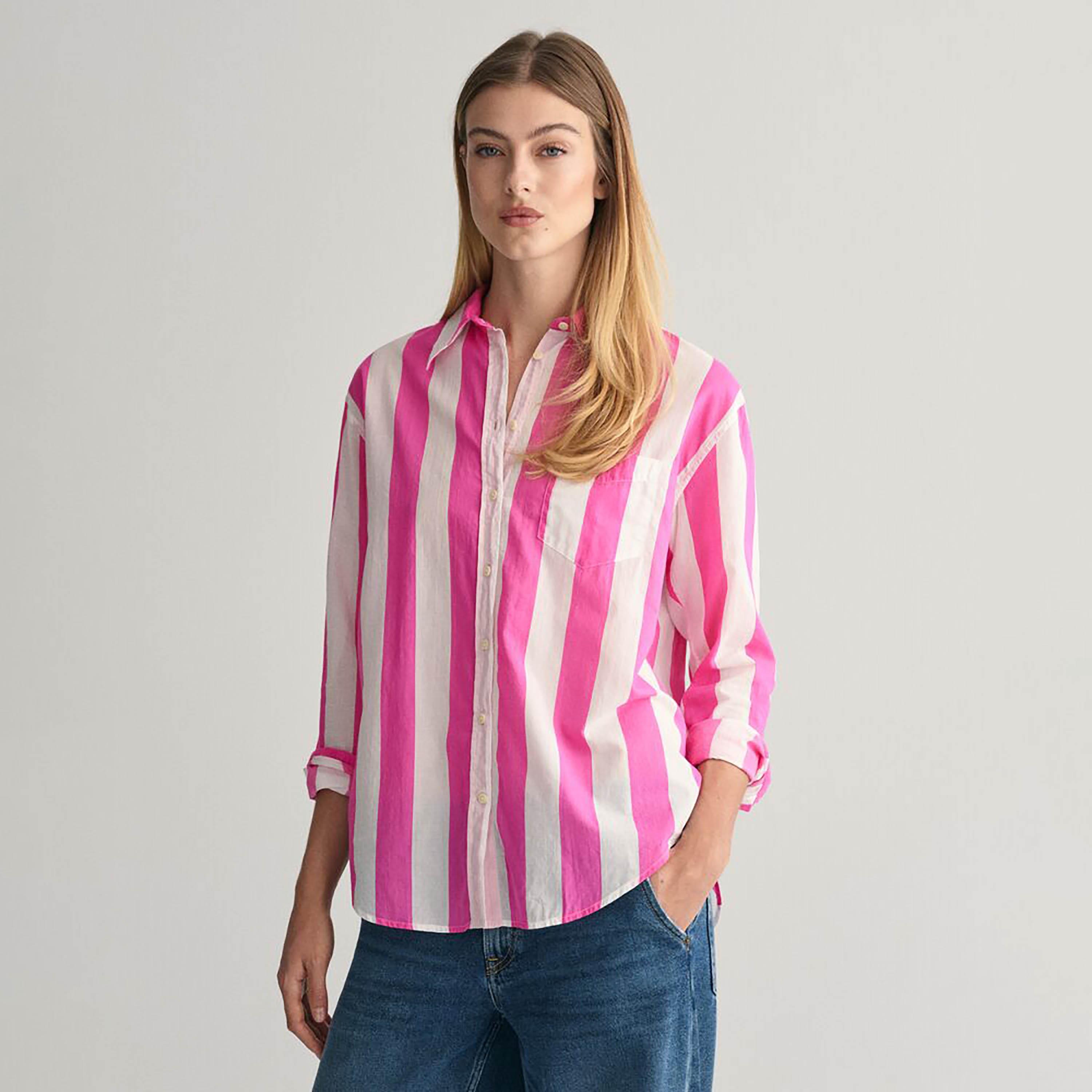 قميص نسائي مخطط بياقة وأكمام طويلة من Gant-women-clothing-shirtsandblouses-shirts-image-6