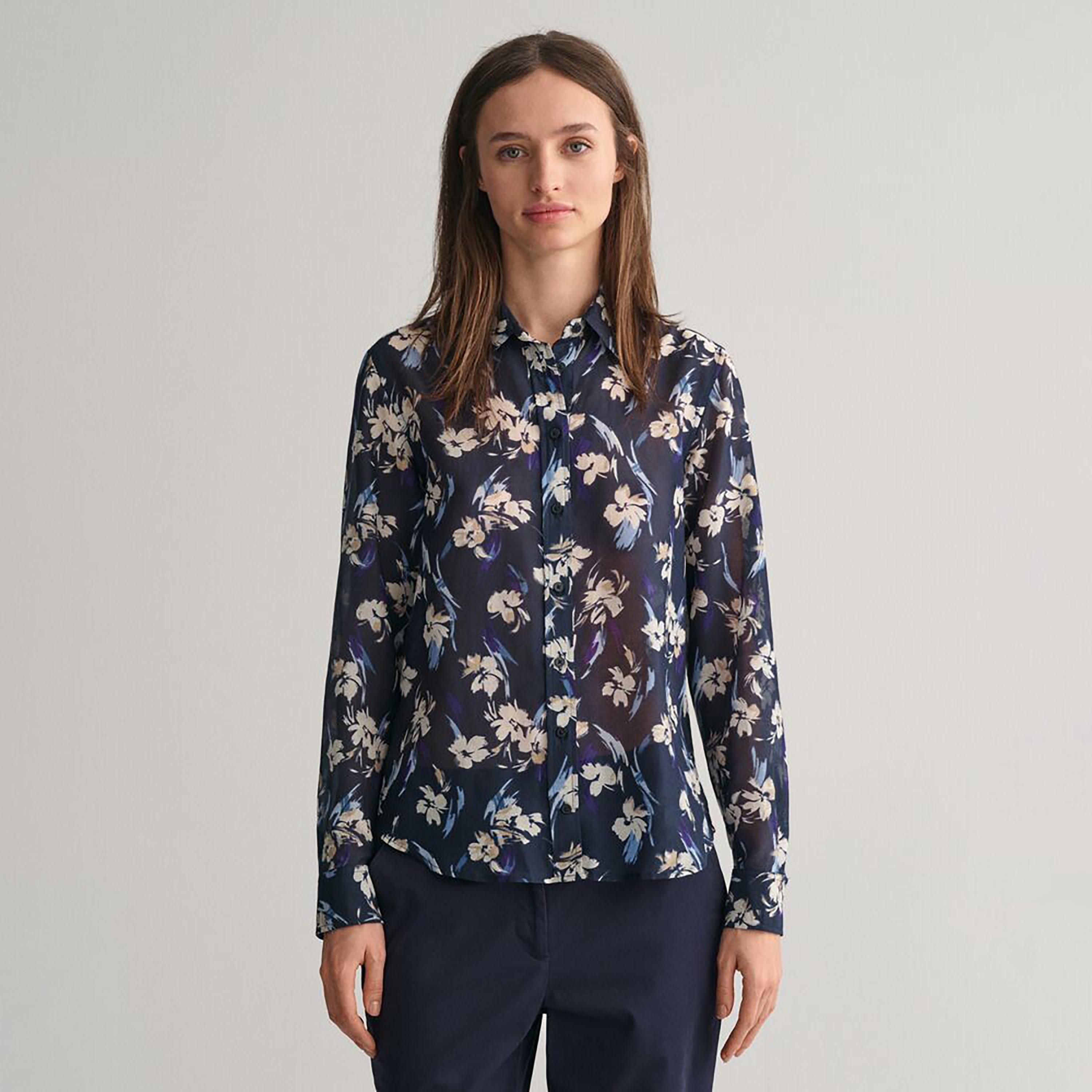 Gant Regular Fit Floral Print Collared Long Sleeves Women's Shirt-women-clothing-shirtsandblouses-shirts-image-1