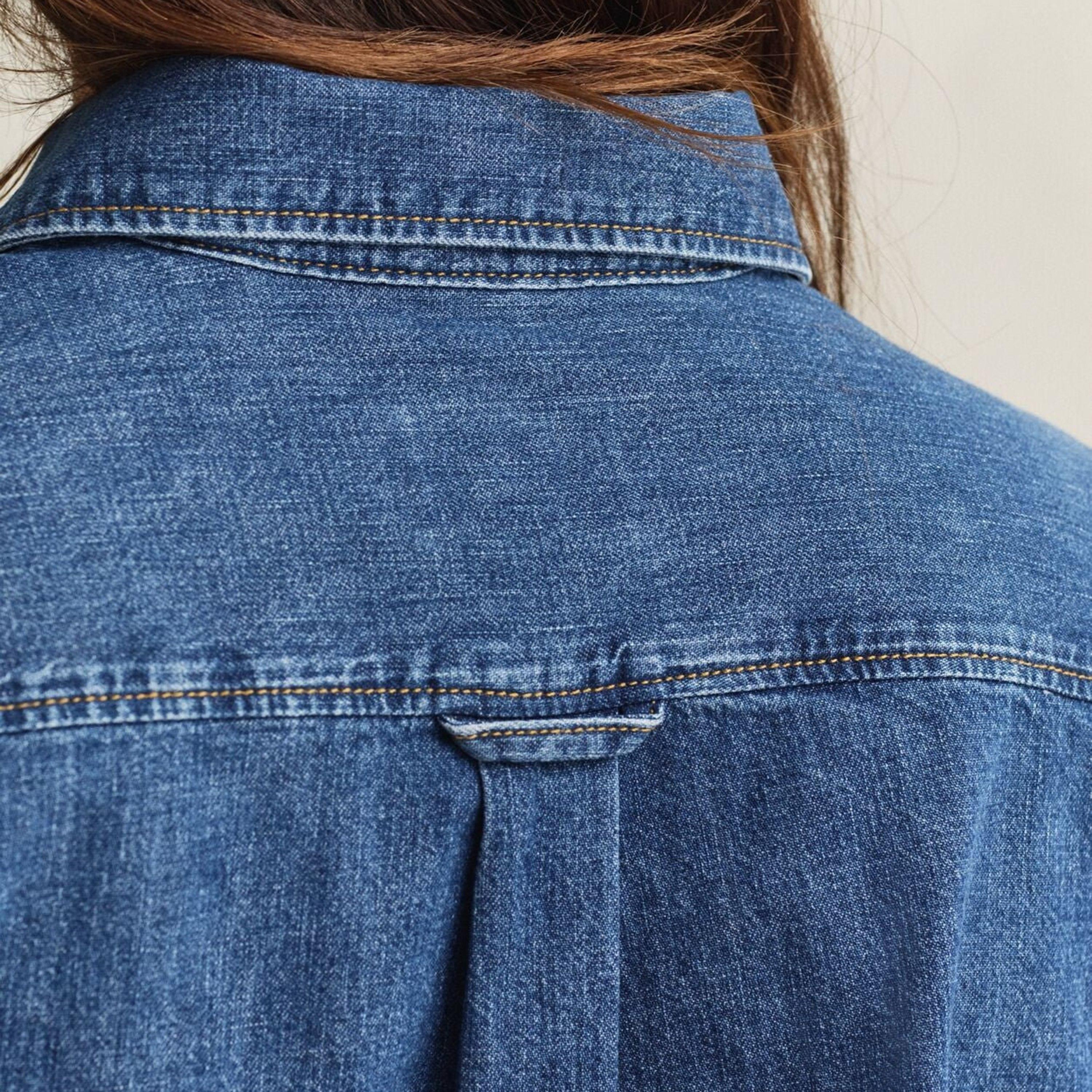 Gant Regular Fit Washed Spread Collar Long Sleeves Women's Denim Shirt-women-clothing-shirtsandblouses-shirts-image-6