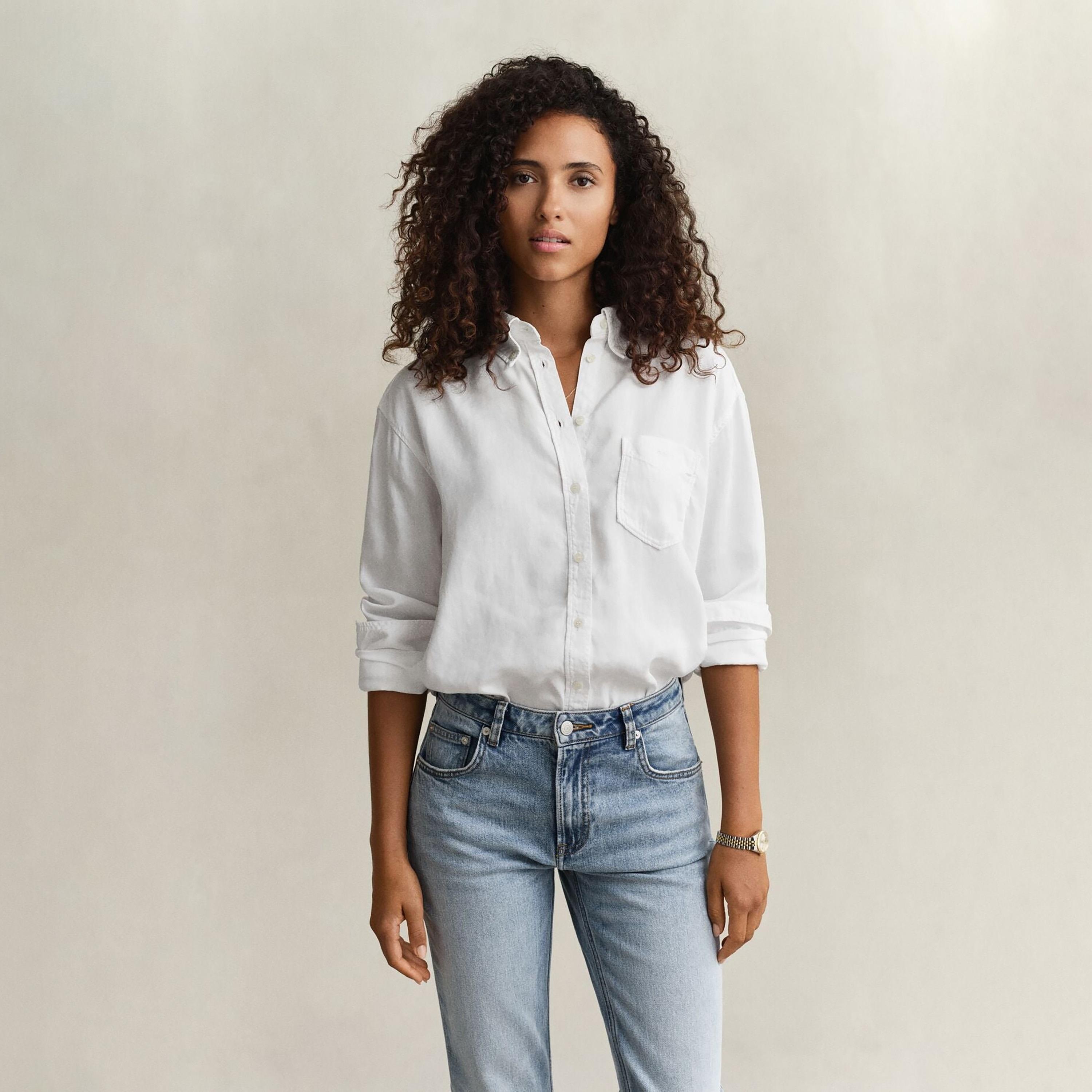 Gant Relaxed Fit Plain Button-Down Collar Long Sleeves Women's Shirt-women-clothing-shirtsandblouses-shirts-image-1