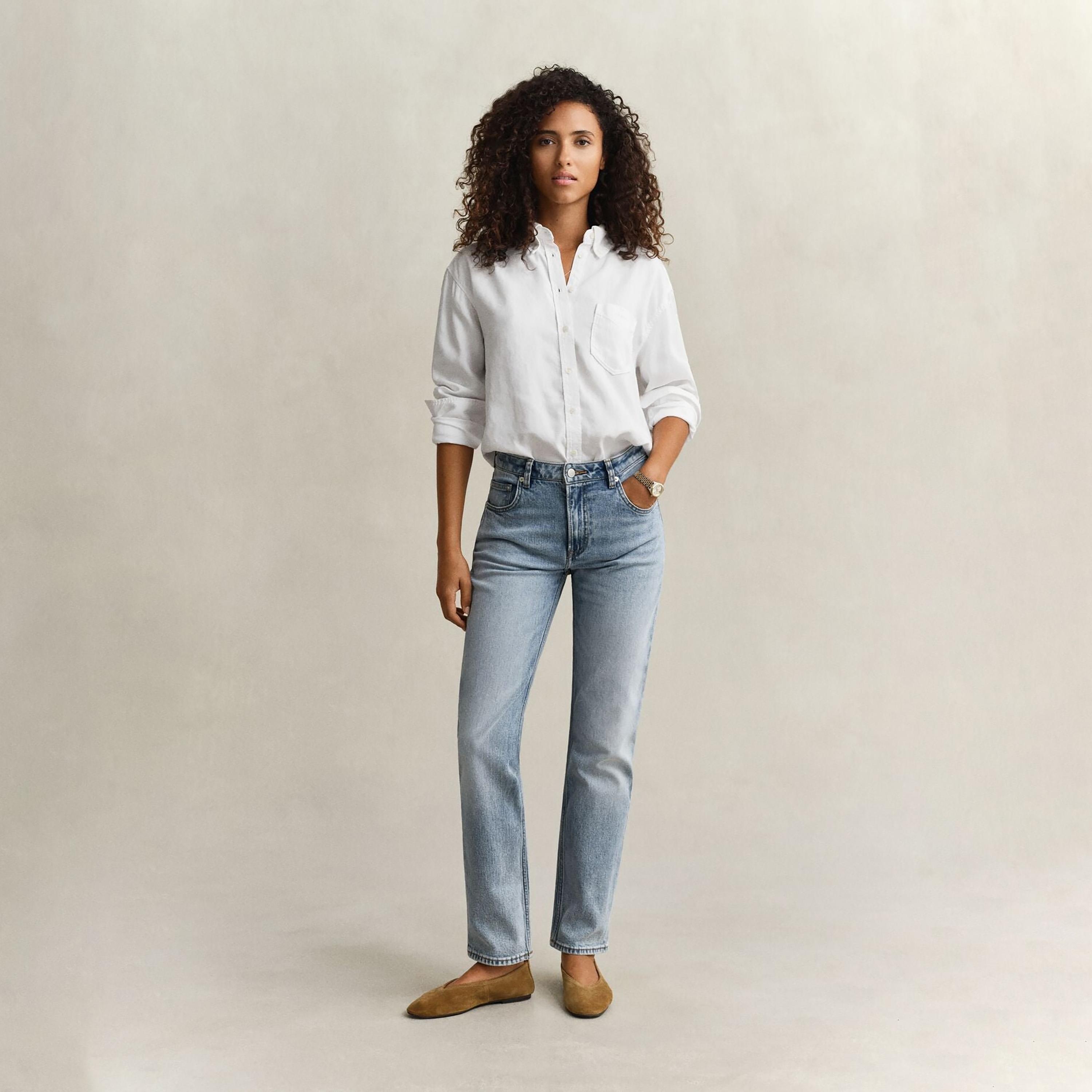 Gant Relaxed Fit Plain Button-Down Collar Long Sleeves Women's Shirt-women-clothing-shirtsandblouses-shirts-image-3