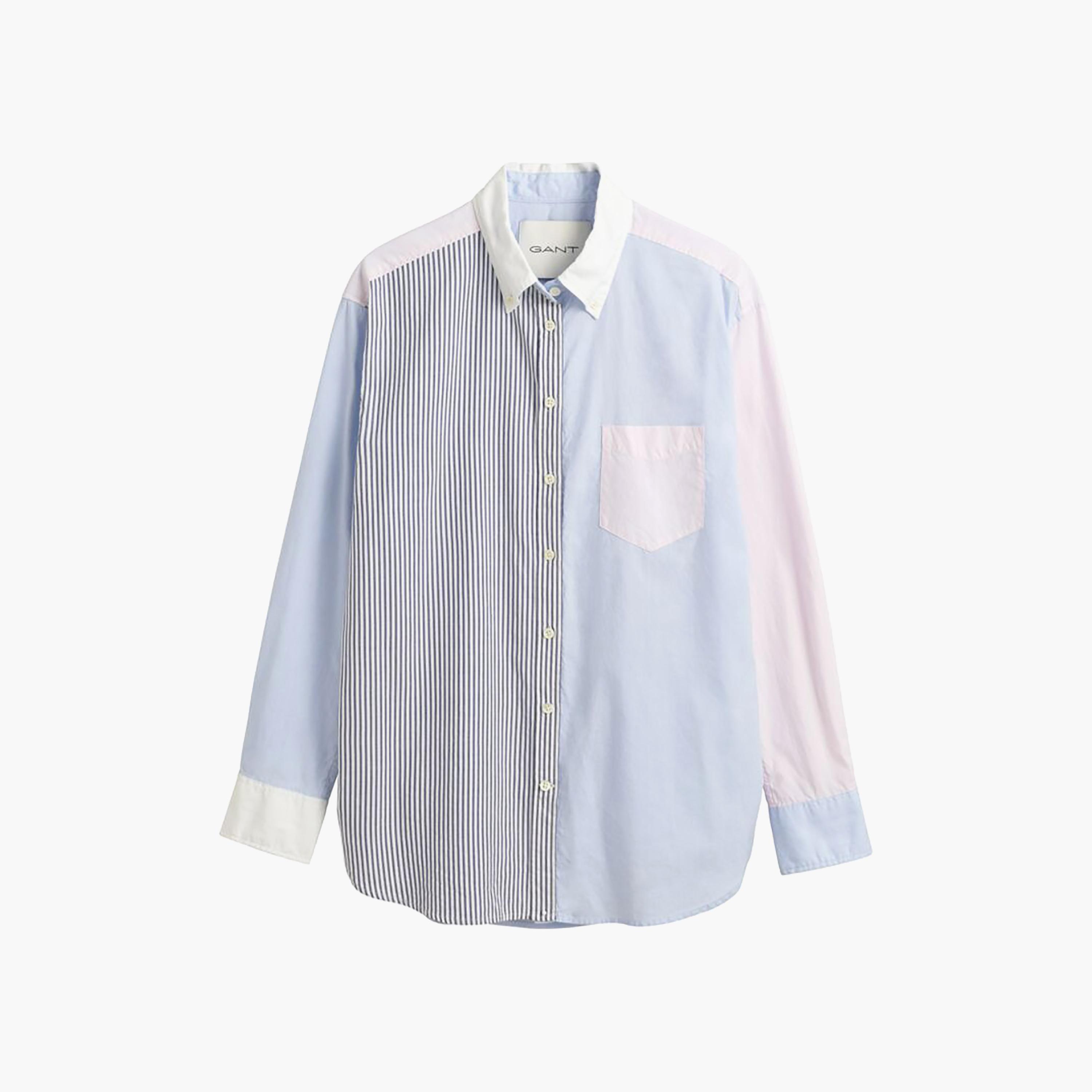 قميص نسائي من Gant ذو تصميم مريح وأكمام طويلة وياقة بأزرار سفلية وأكمام طويلة-women-clothing-shirtsandblouses-shirts-image-1