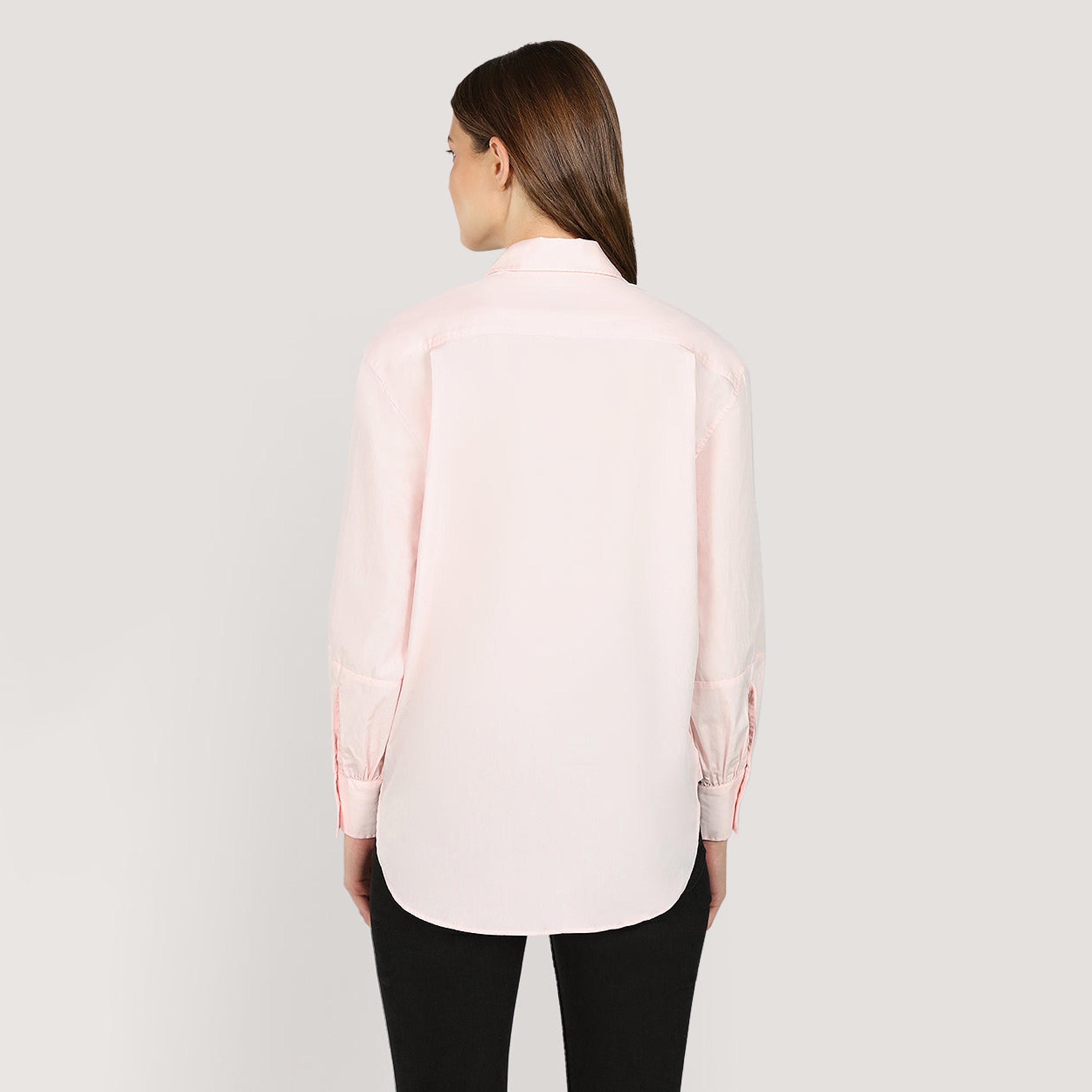 قميص حريمي بقصة مريحة بياقة مسطحة وأكمام طويلة، سادة من جانت-women-clothing-shirtsandblouses-shirts-image-4