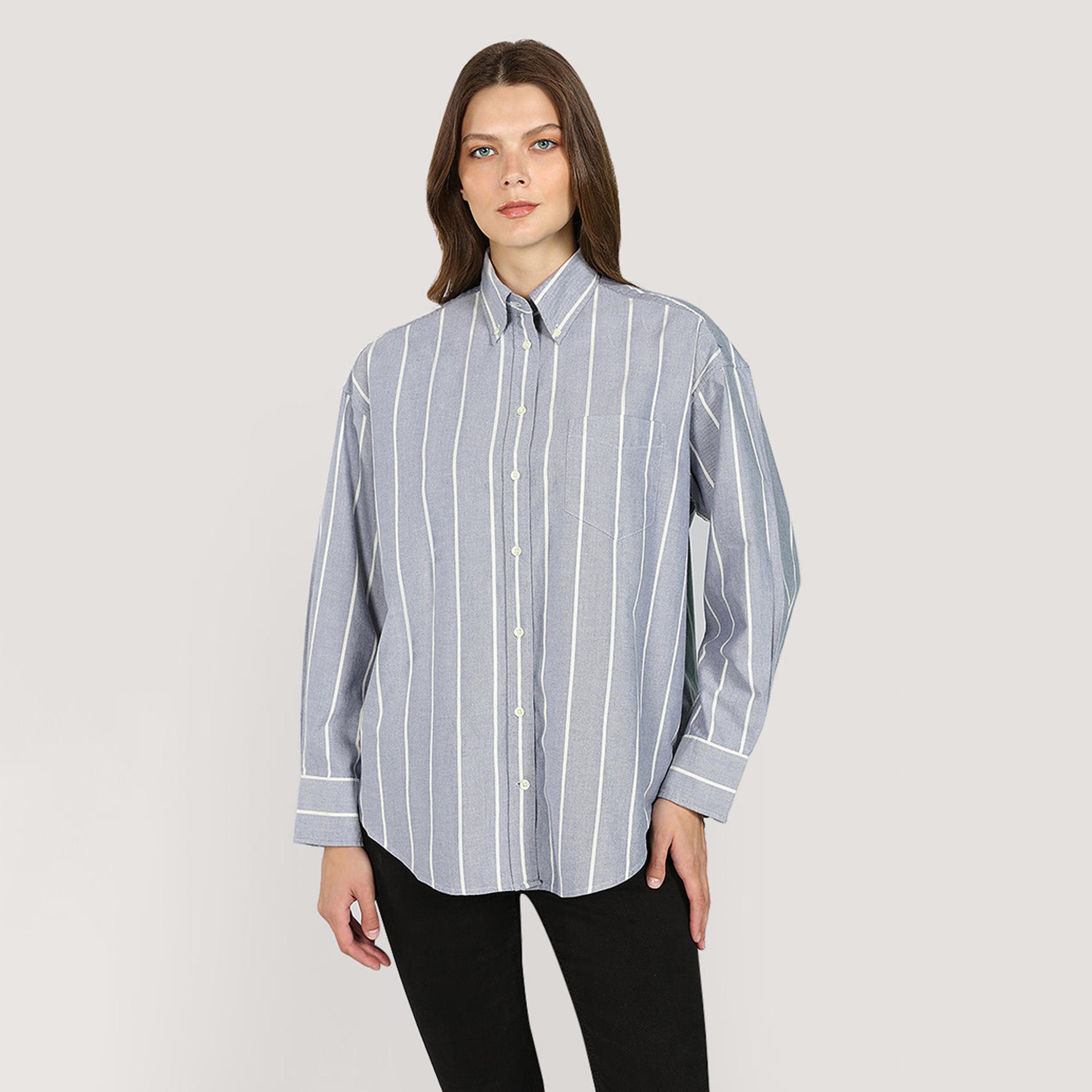 Gant Regular Fit Striped Button-Down Collar Long Sleeves Women's Oxford Shirt-women-clothing-shirtsandblouses-shirts-image-1