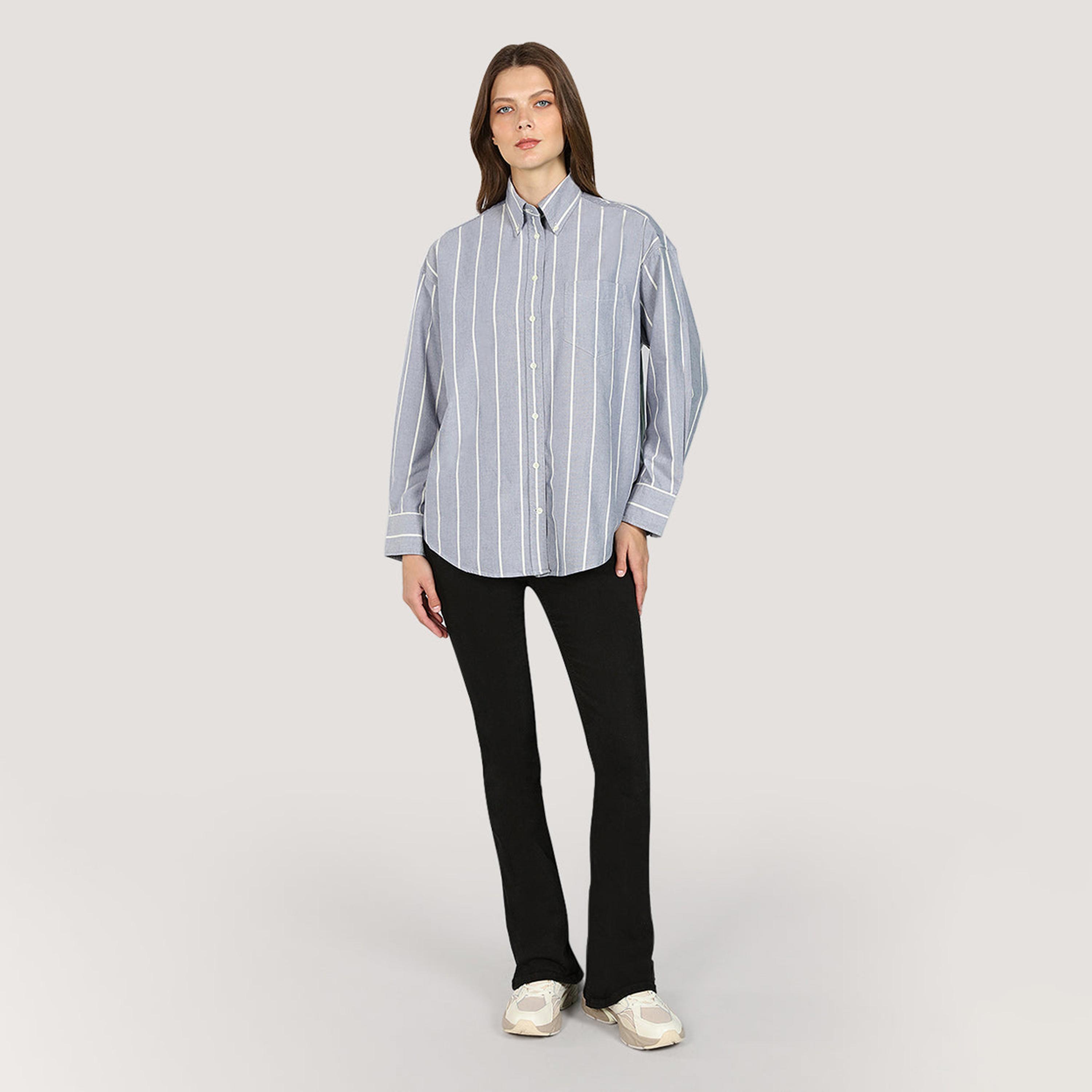 Gant Regular Fit Striped Button-Down Collar Long Sleeves Women's Oxford Shirt-women-clothing-shirtsandblouses-shirts-image-2