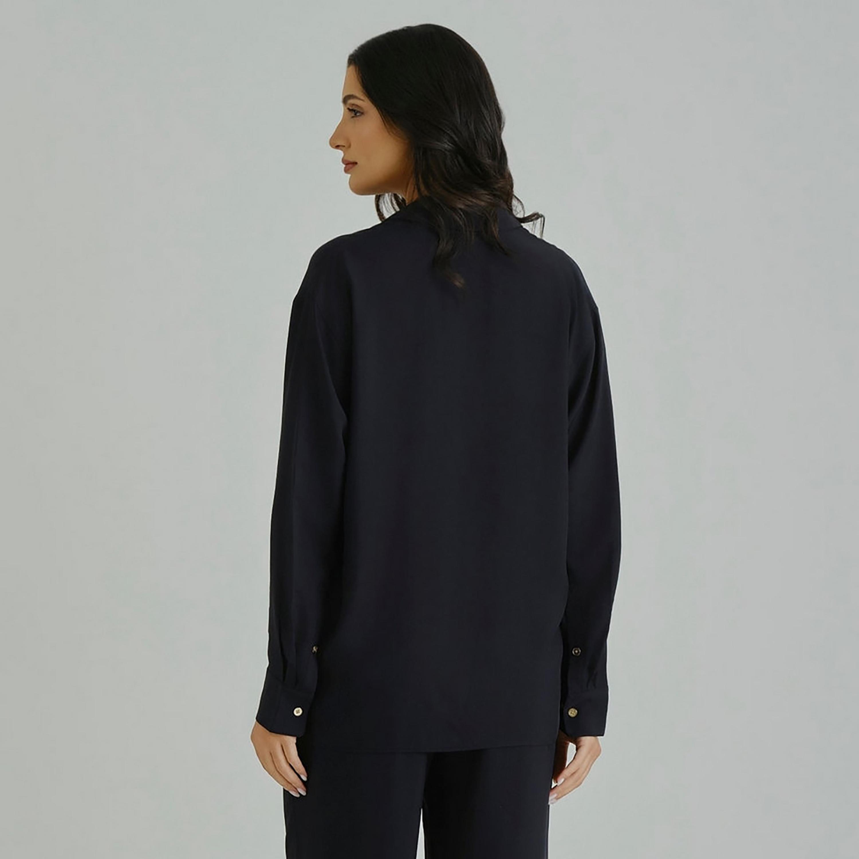 بلوزة نسائية بقصة عادية وسادة بياقة كلاسيكية وأكمام طويلة من غانت-women-clothing-shirtsandblouses-blouses-image-4