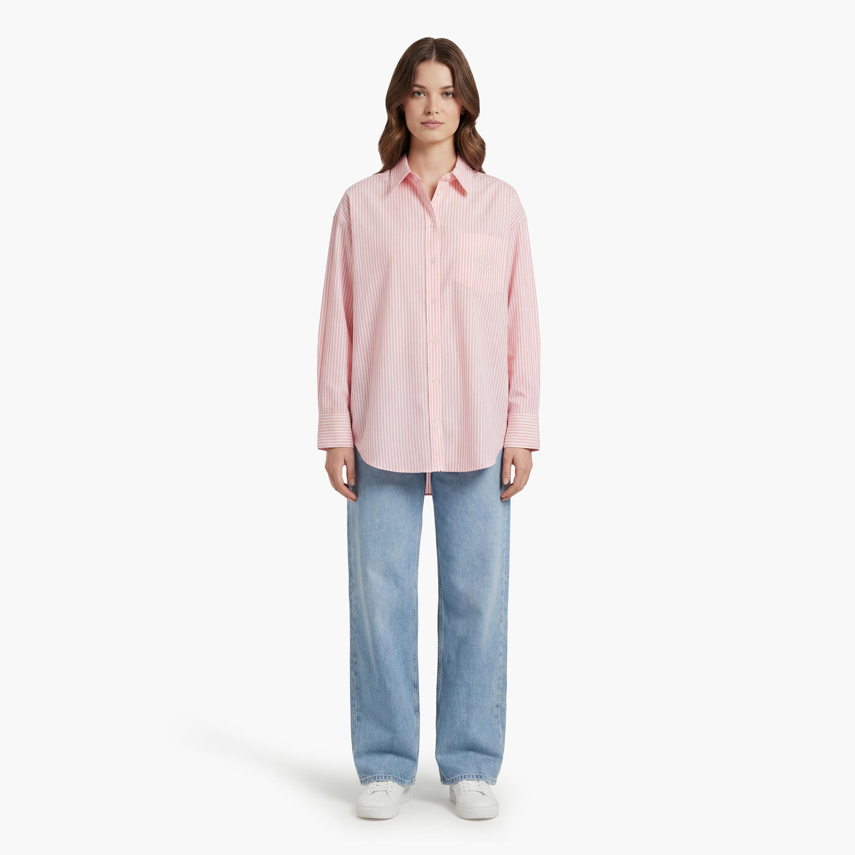 قميص نسائي بأكمام طويلة وقصة "أوفرسايزد فيت" مخطط وياقة "سبريد" من جانت-women-clothing-shirtsandblouses-shirts-image-2