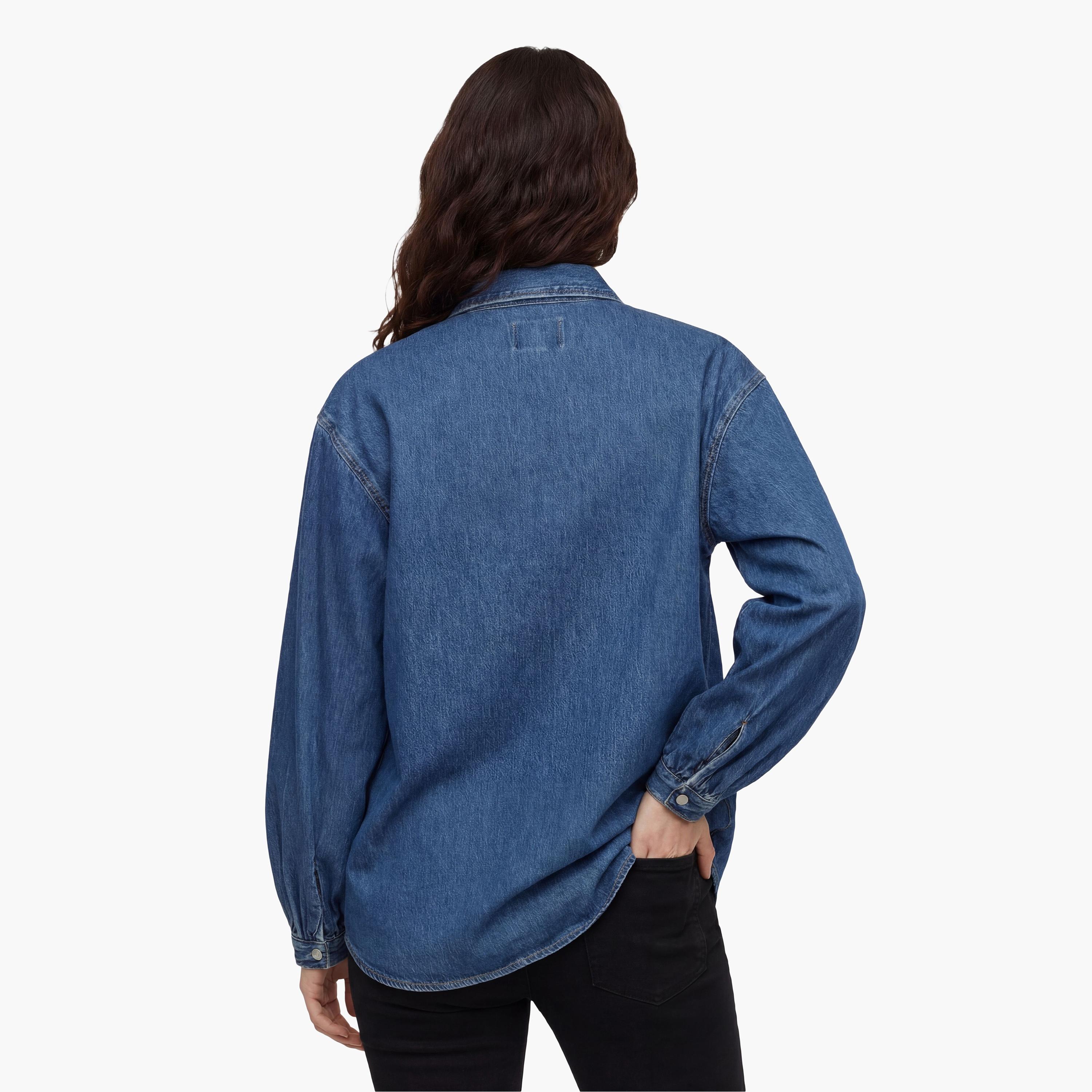 Gant Relaxed Fit Washed Spread Collar Long Sleeves Women's Denim Shirt-women-clothing-shirtsandblouses-shirts-image-4