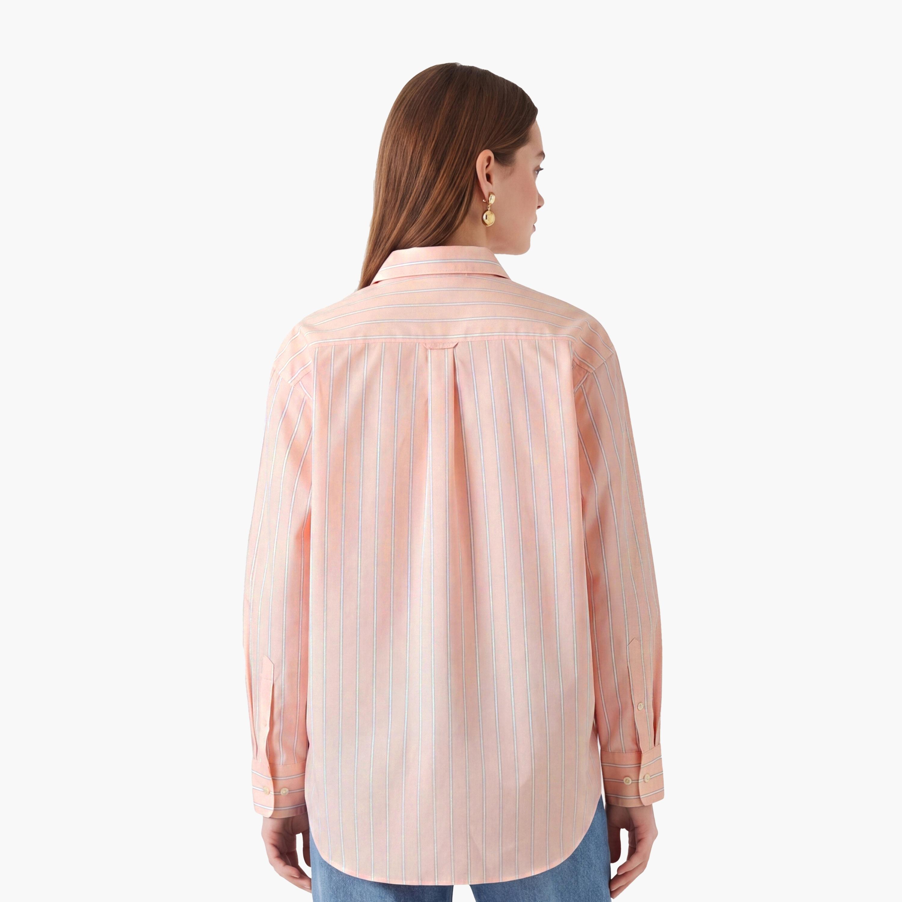 قميص نسائي مخطط بياقة مريحة وأكمام طويلة من جانت-women-clothing-shirtsandblouses-shirts-image-4