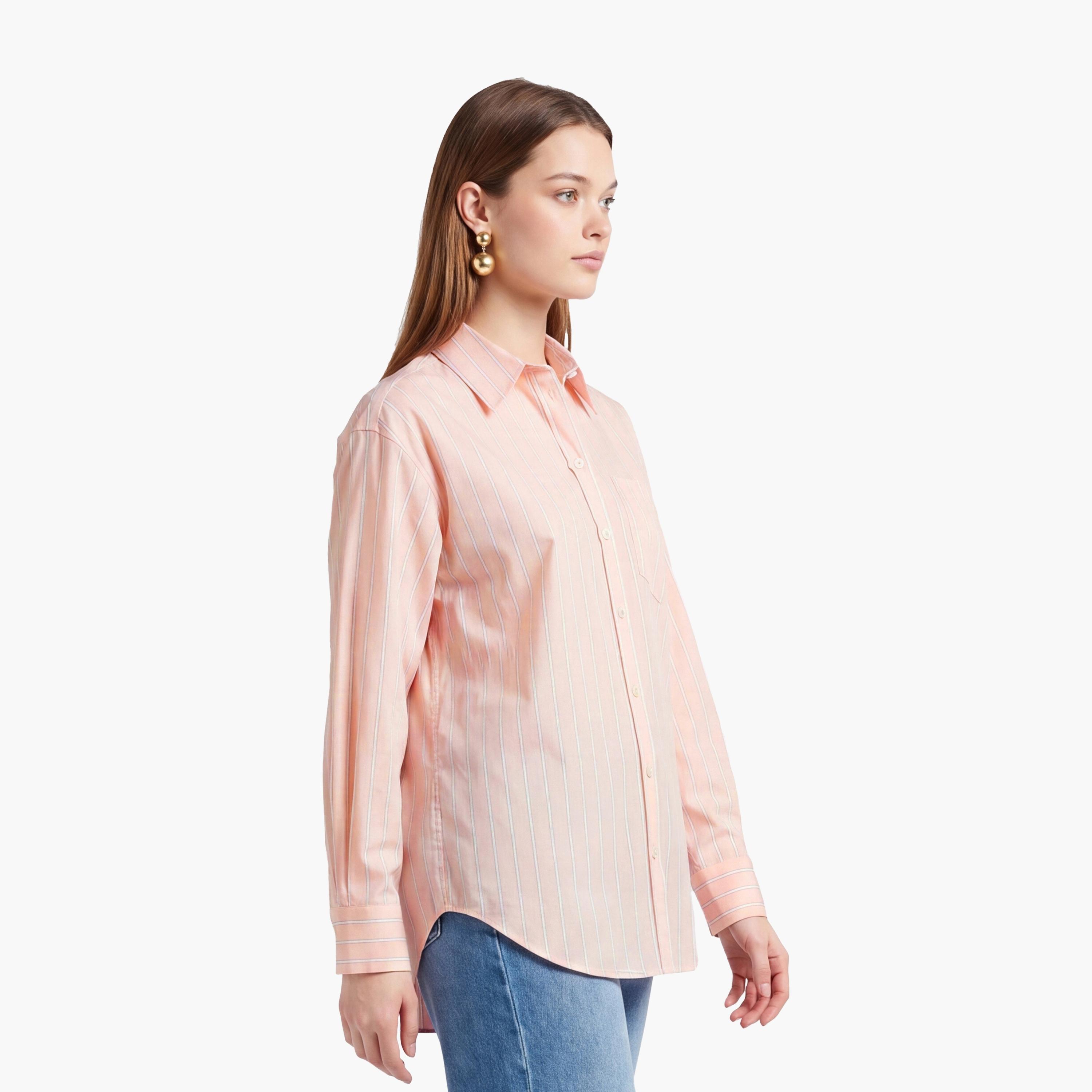 قميص نسائي مخطط بياقة مريحة وأكمام طويلة من جانت-women-clothing-shirtsandblouses-shirts-image-5