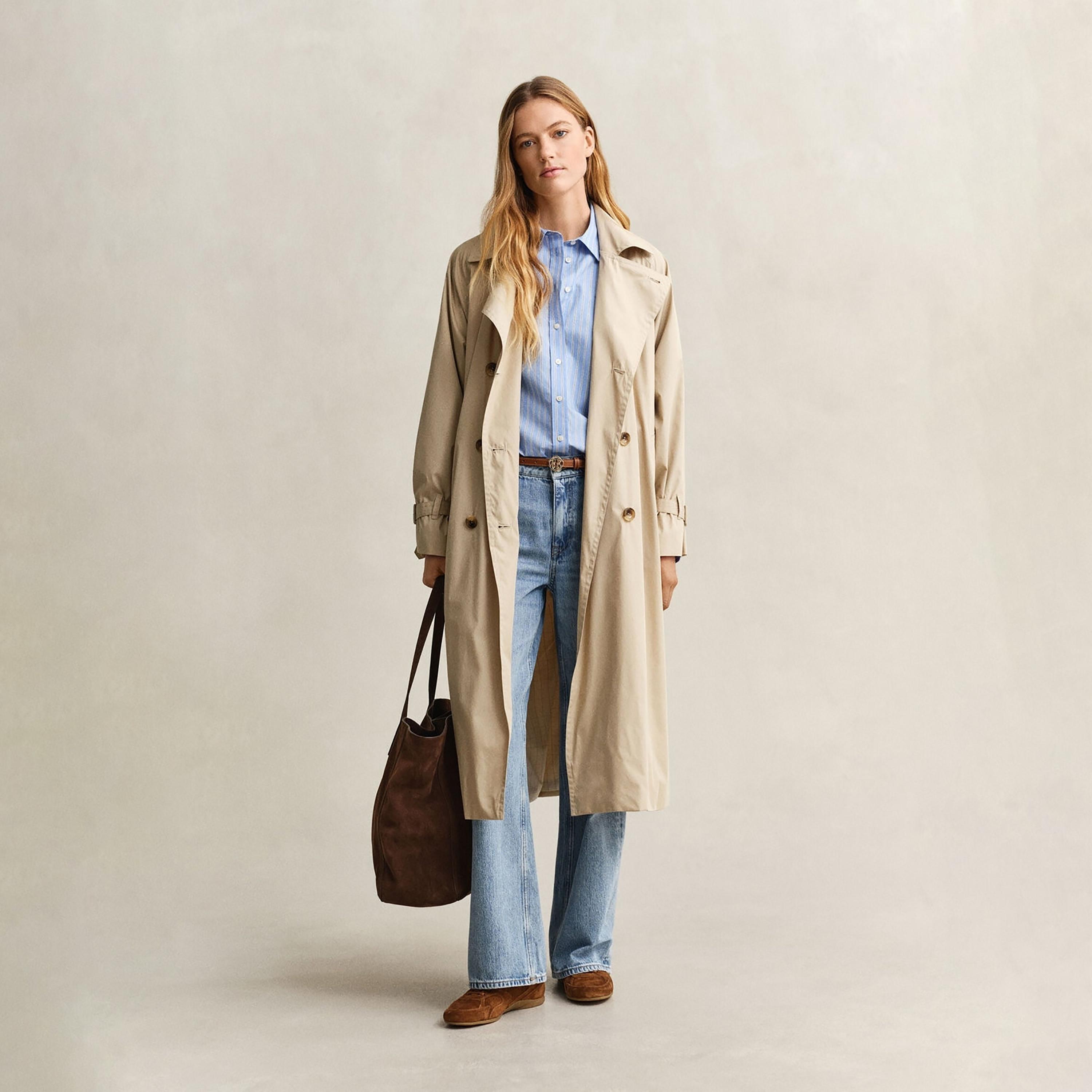 قميص نسائي بقصة مريحة ومخطط بياقة مدببة وأكمام طويلة من غانت-women-clothing-shirtsandblouses-shirts-image-2