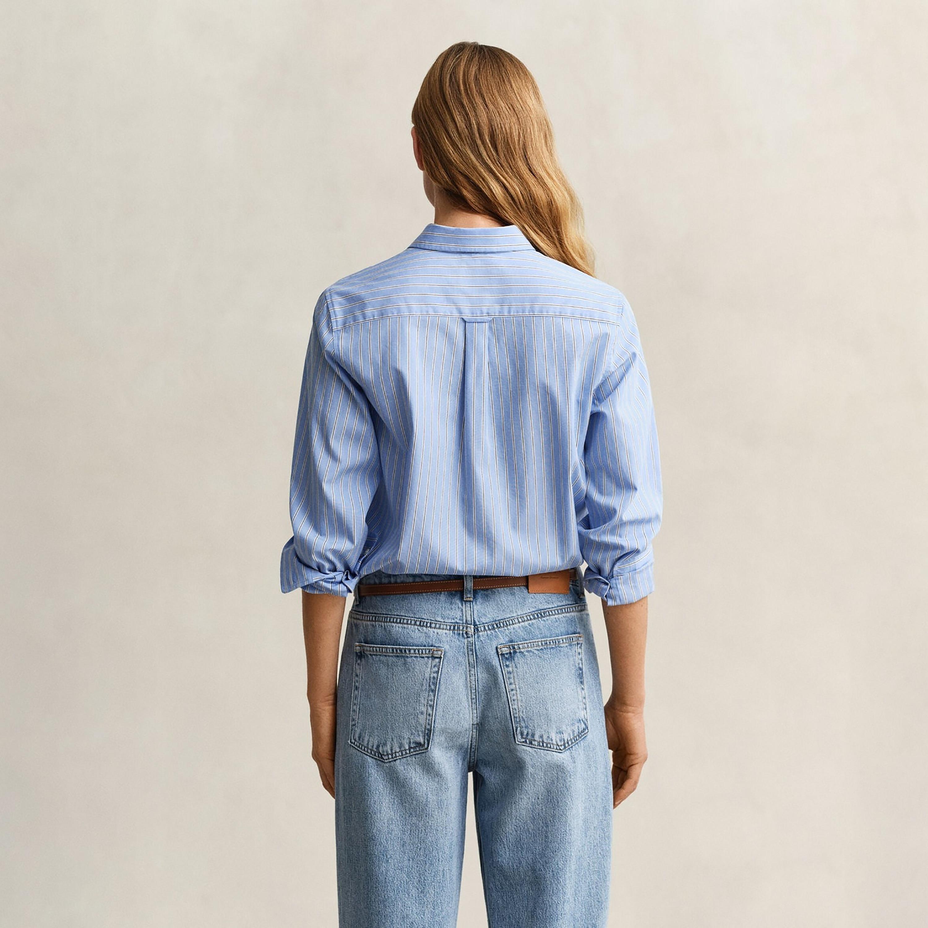 قميص نسائي بقصة مريحة ومخطط بياقة مدببة وأكمام طويلة من غانت-women-clothing-shirtsandblouses-shirts-image-4