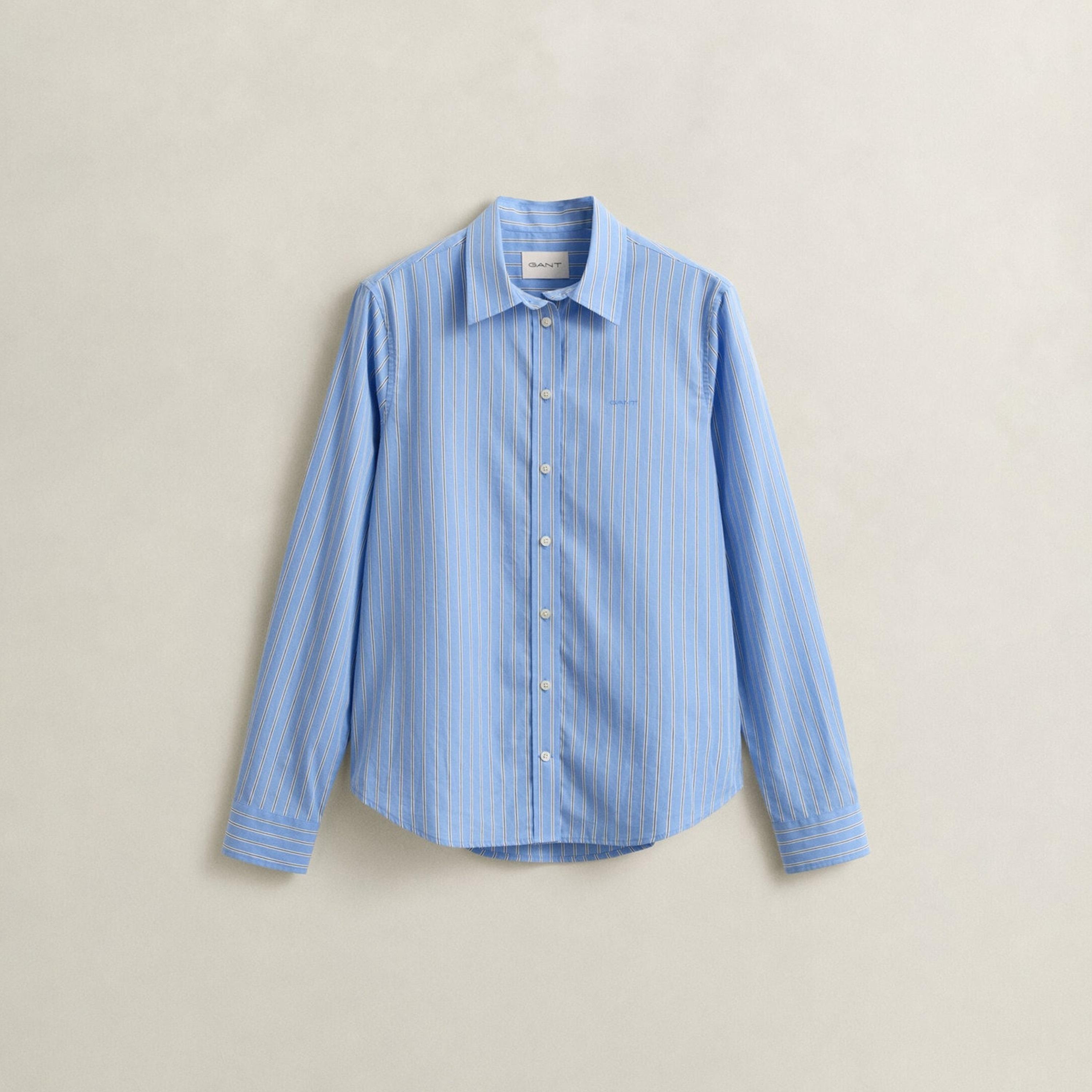 قميص نسائي بقصة مريحة ومخطط بياقة مدببة وأكمام طويلة من غانت-women-clothing-shirtsandblouses-shirts-image-5