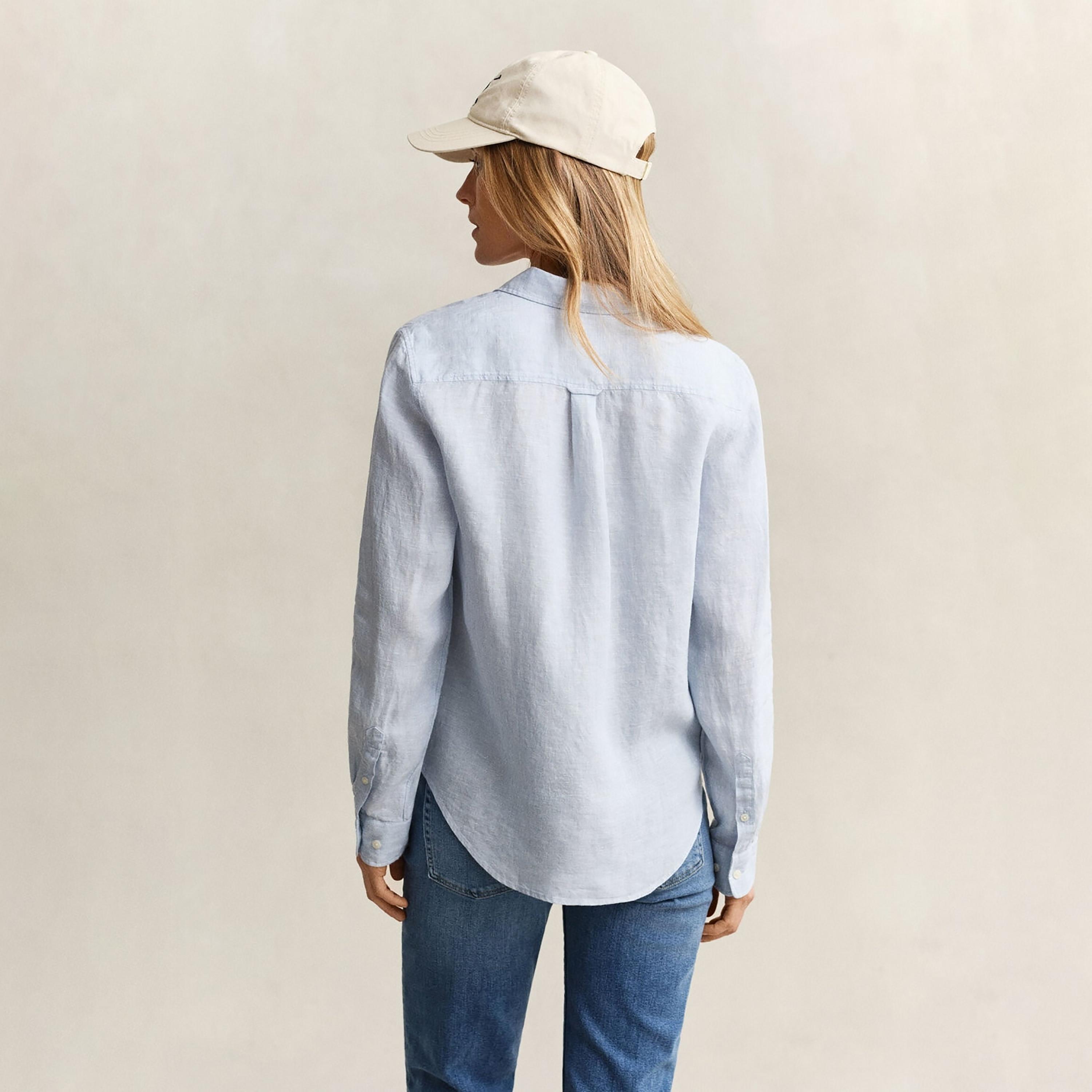 قميص كتان نسائي بقصة عادية وسادة وياقة مدببة وأكمام طويلة من غانت-women-clothing-shirtsandblouses-shirts-image-4