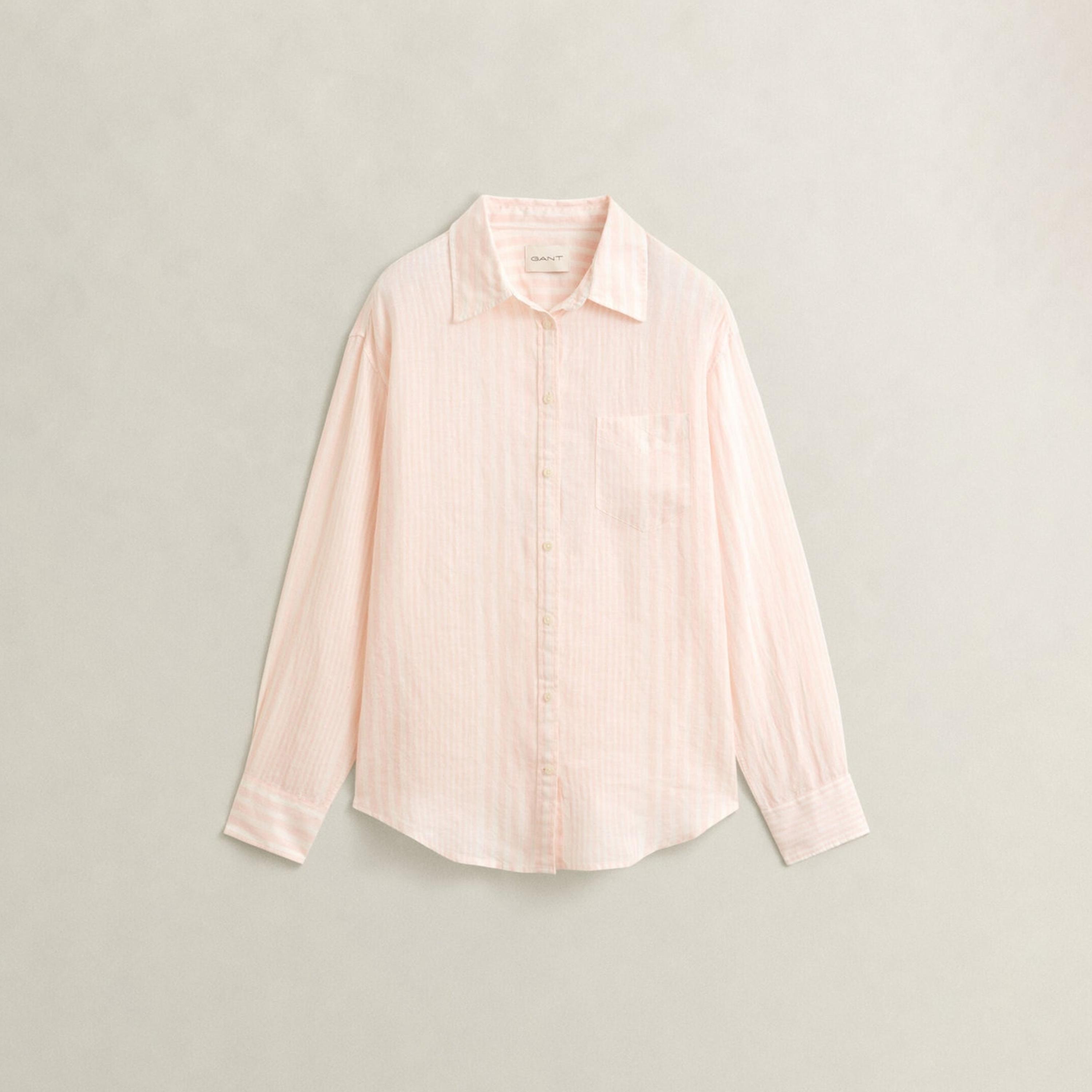 قميص كتان نسائي بقصة مريحة ومخطط بياقة مدببة وأكمام طويلة من غانت-women-clothing-shirtsandblouses-shirts-image-6