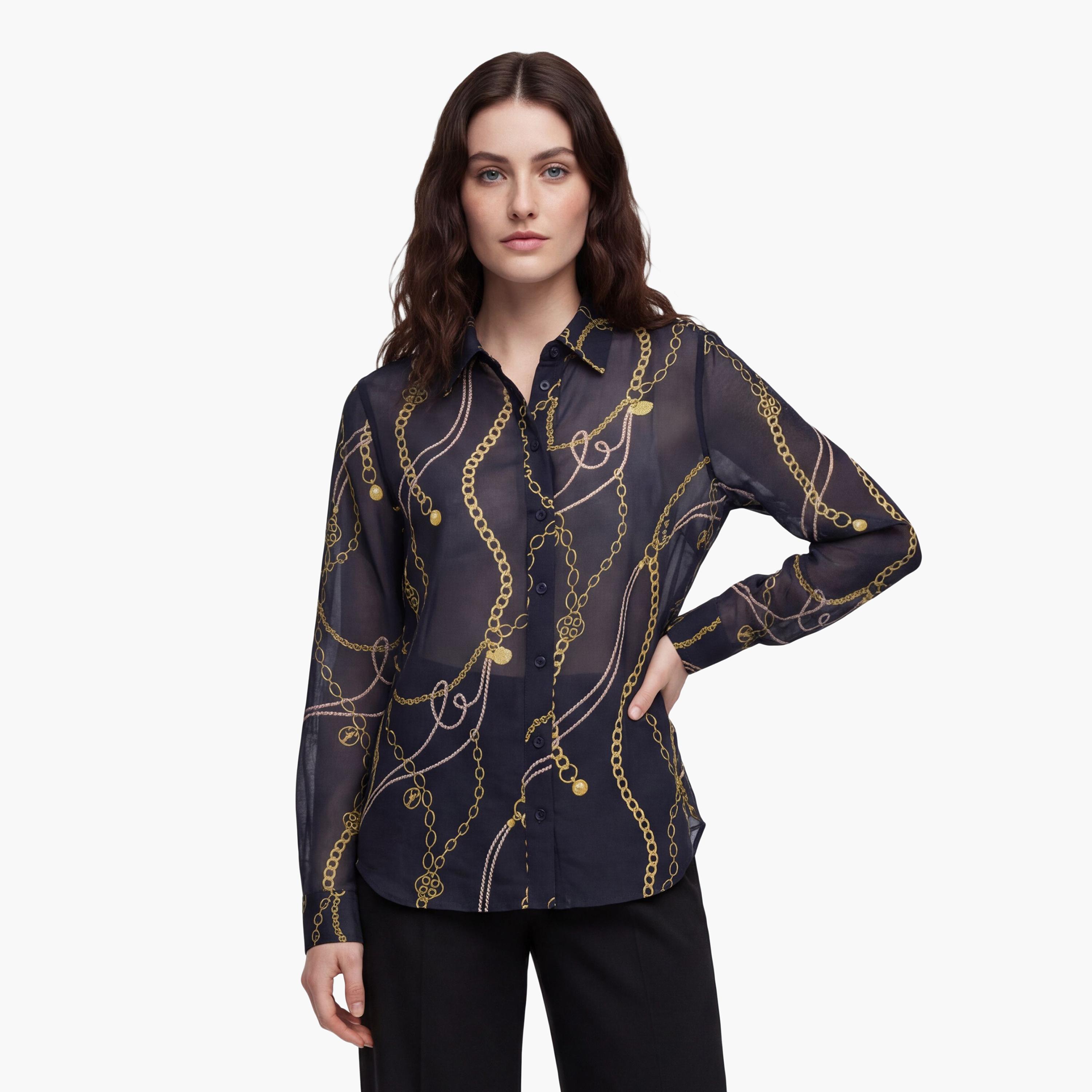 قميص نسائي بأكمام طويلة وقصة "ريجيولار فيت" مطبوع وياقة "سبريد" من جانت-women-clothing-shirtsandblouses-shirts-image-1