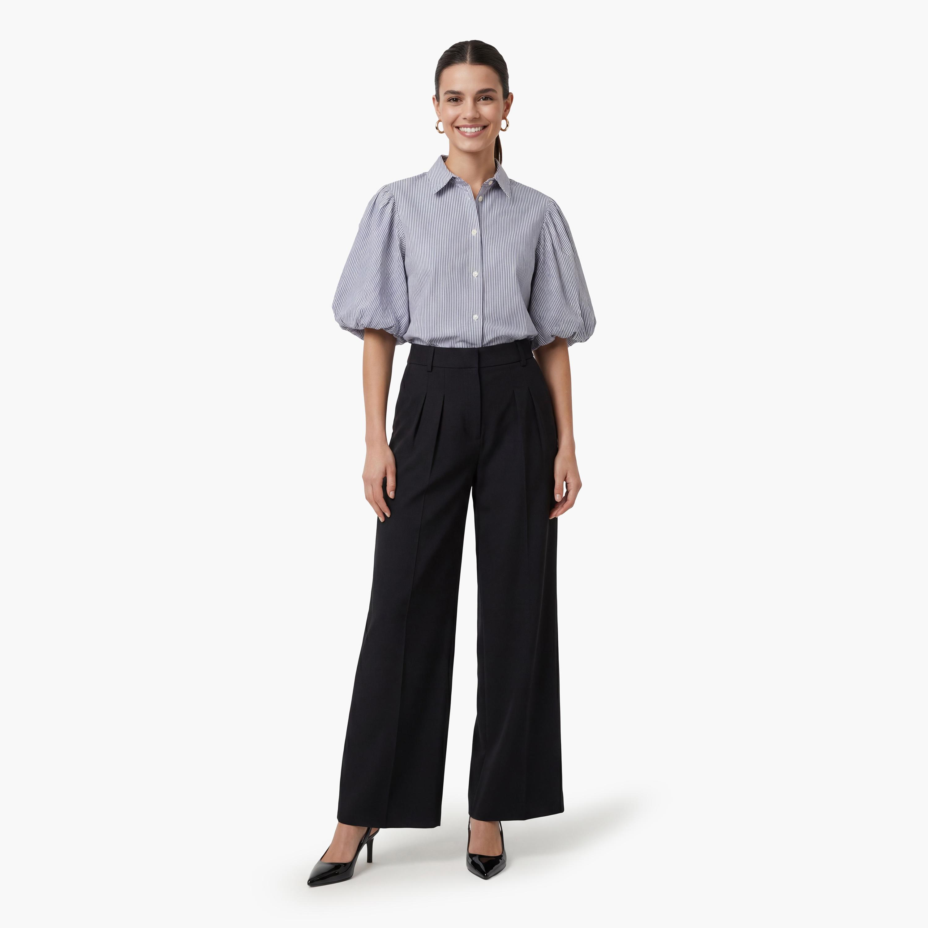 Gant Blue Striped Cotton Spread Collar Women's Shirt Style Top-women-clothing-shirtsandblouses-blouses-image-2