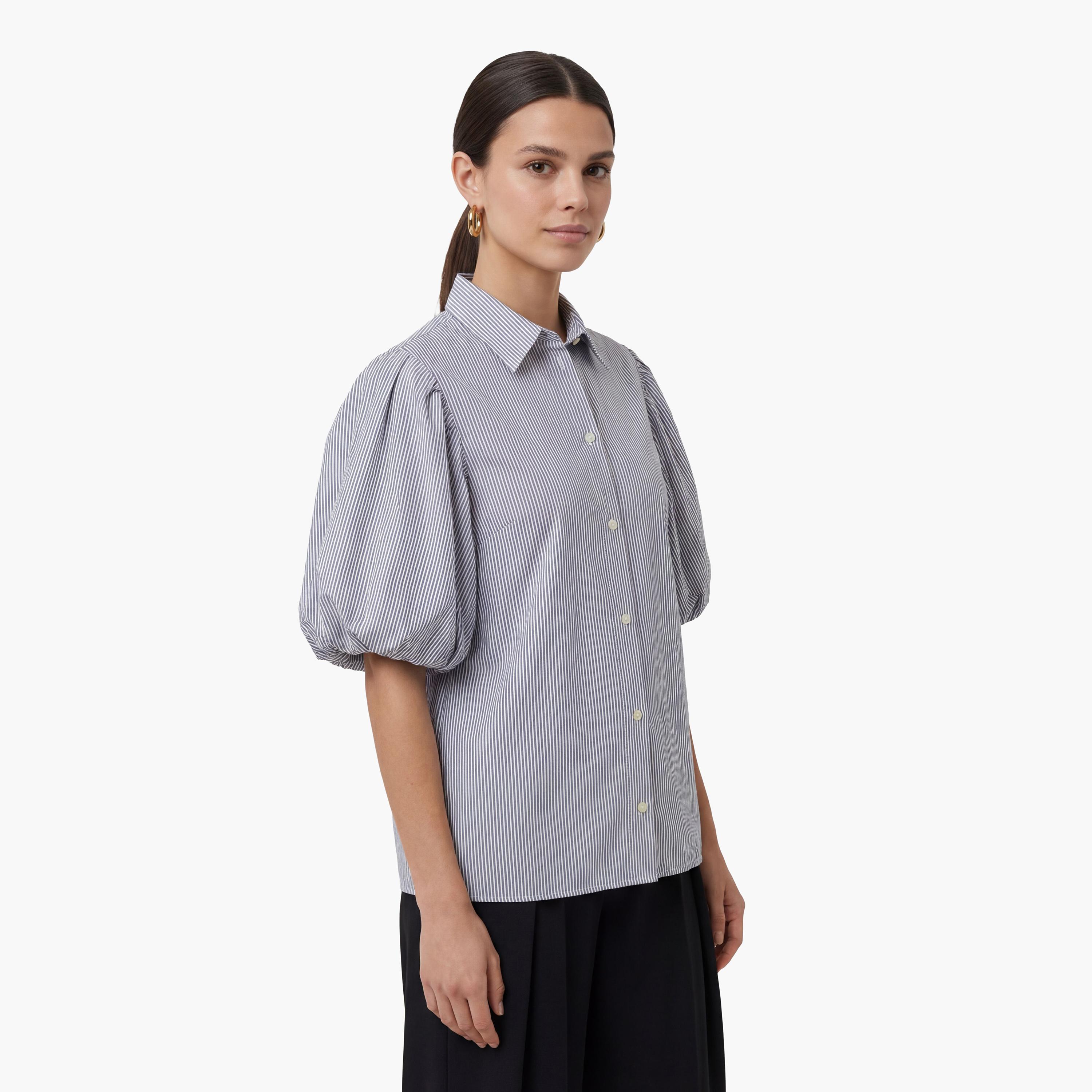 Gant Blue Striped Cotton Spread Collar Women's Shirt Style Top-women-clothing-shirtsandblouses-blouses-image-3