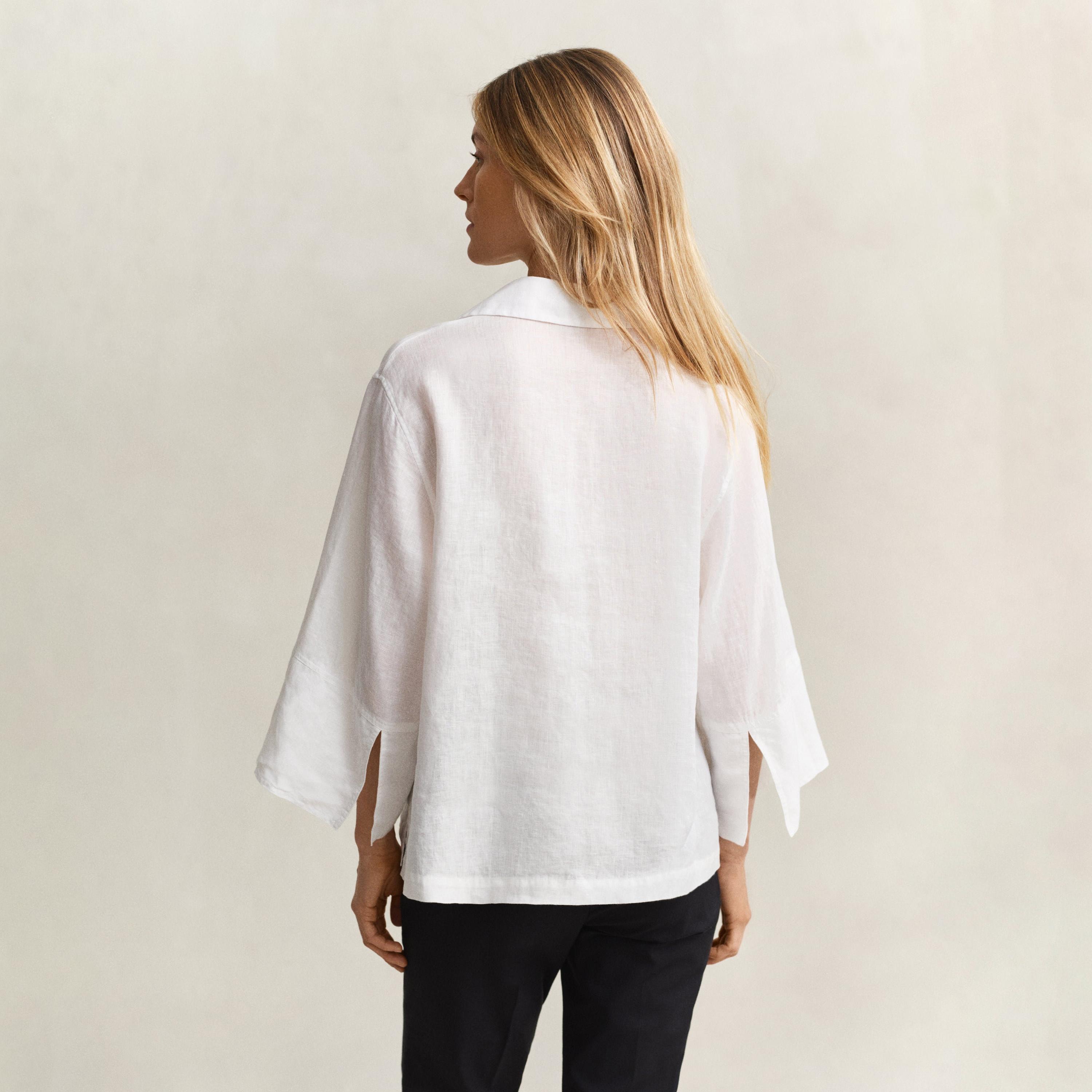 Gant White Linen Collared Women's Top-women-clothing-shirtsandblouses-blouses-image-4