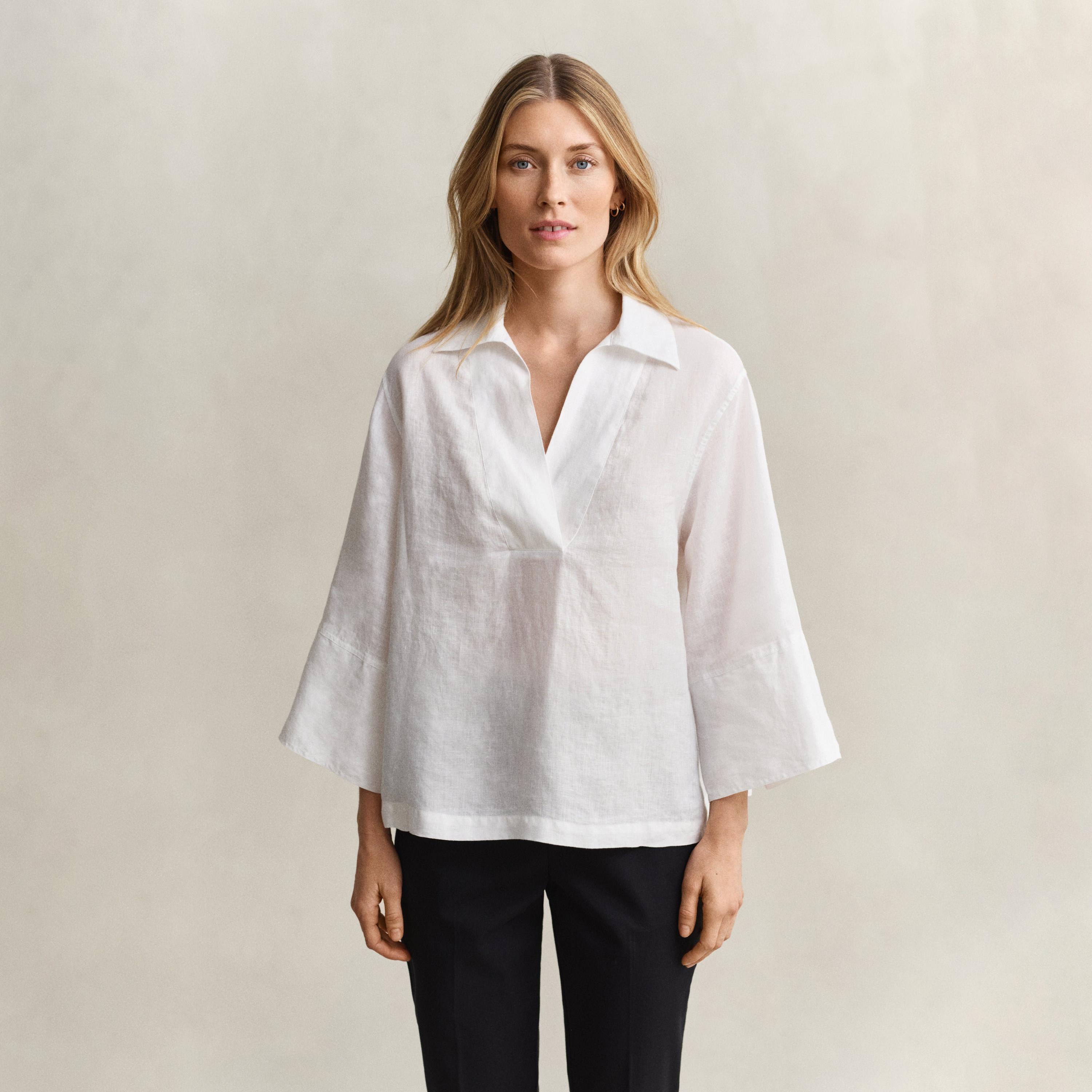 Gant White Linen Collared Women's Top-women-clothing-shirtsandblouses-blouses-image-5