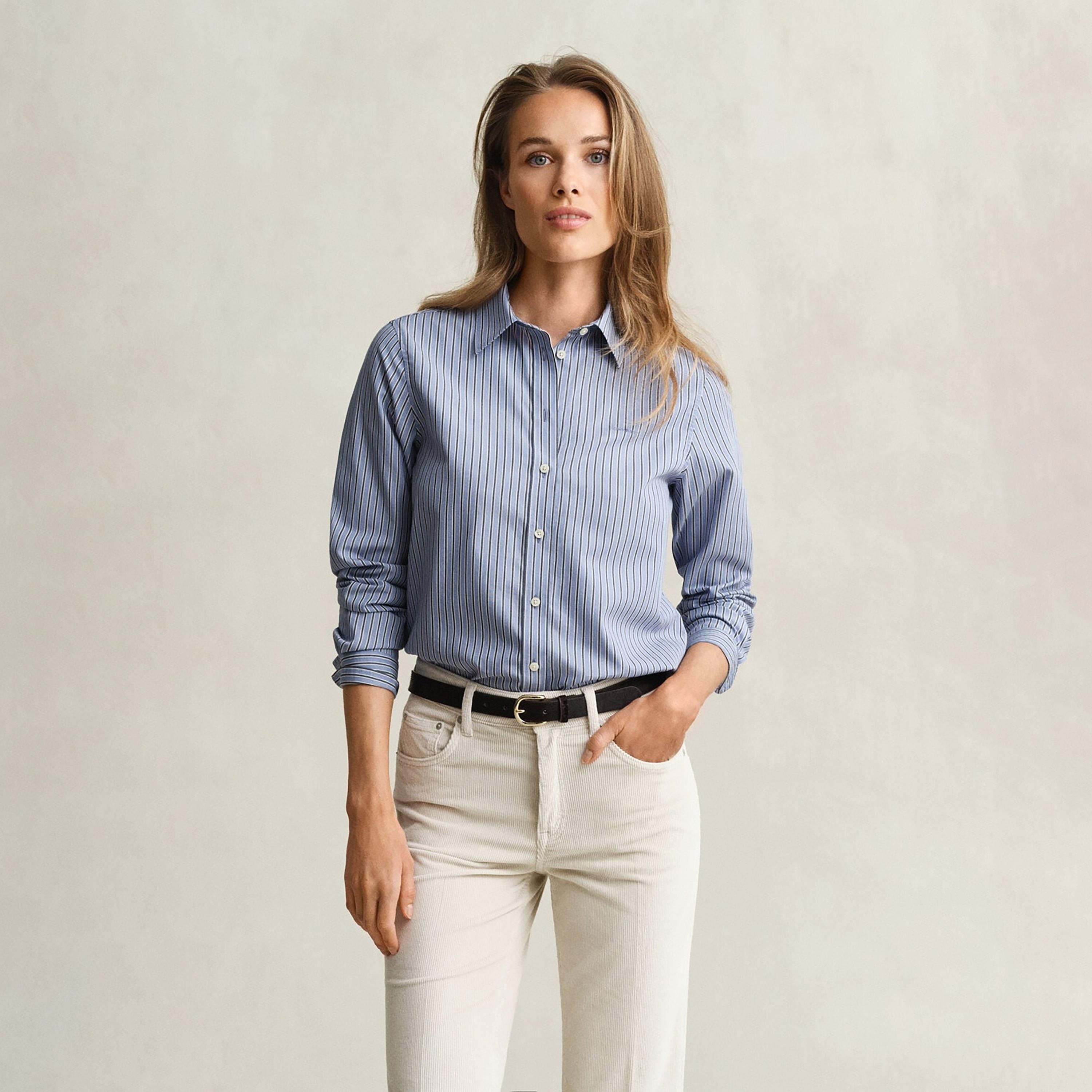 Gant Regular Fit Striped Point Collar Long Sleeves Women's Shirt-women-clothing-shirtsandblouses-shirts-image-1