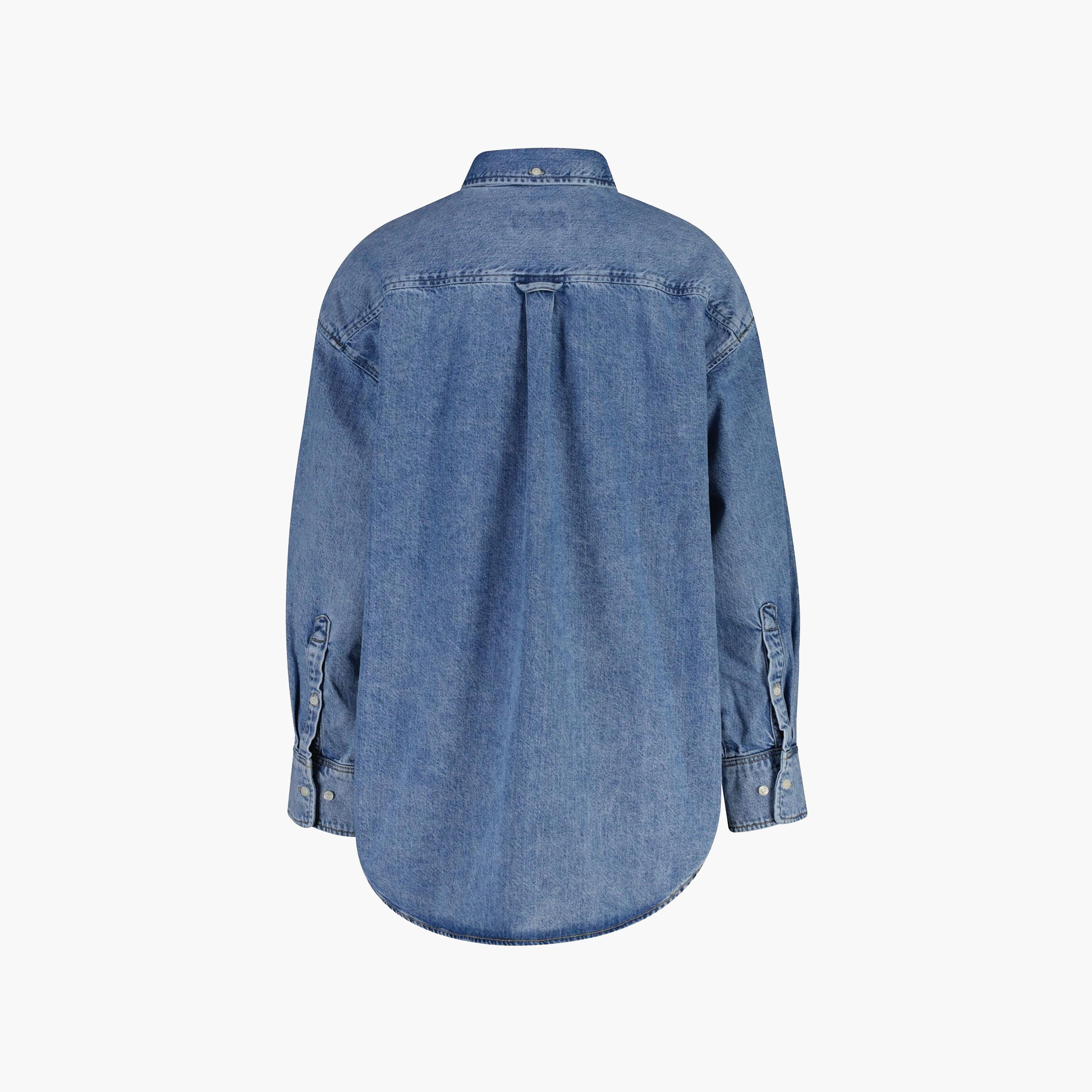 Gant Oversized Fit Washed Button-Down Collar Long Sleeves Women's Denim Shirt-women-clothing-shirtsandblouses-shirts-image-6