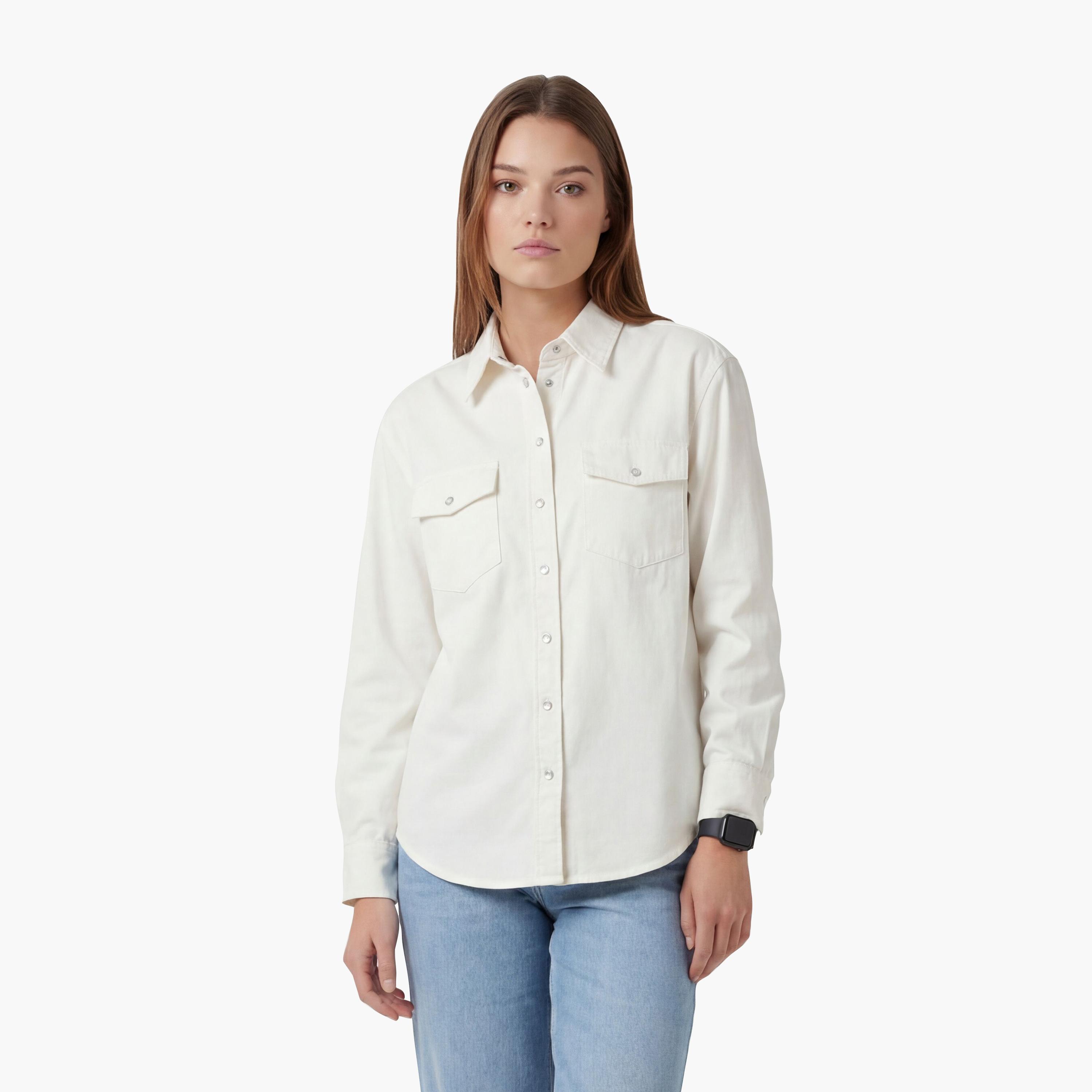 Gant Relaxed Fit Plain Spread Collar Long Sleeves Women's Shirt-women-clothing-shirtsandblouses-shirts-image-1