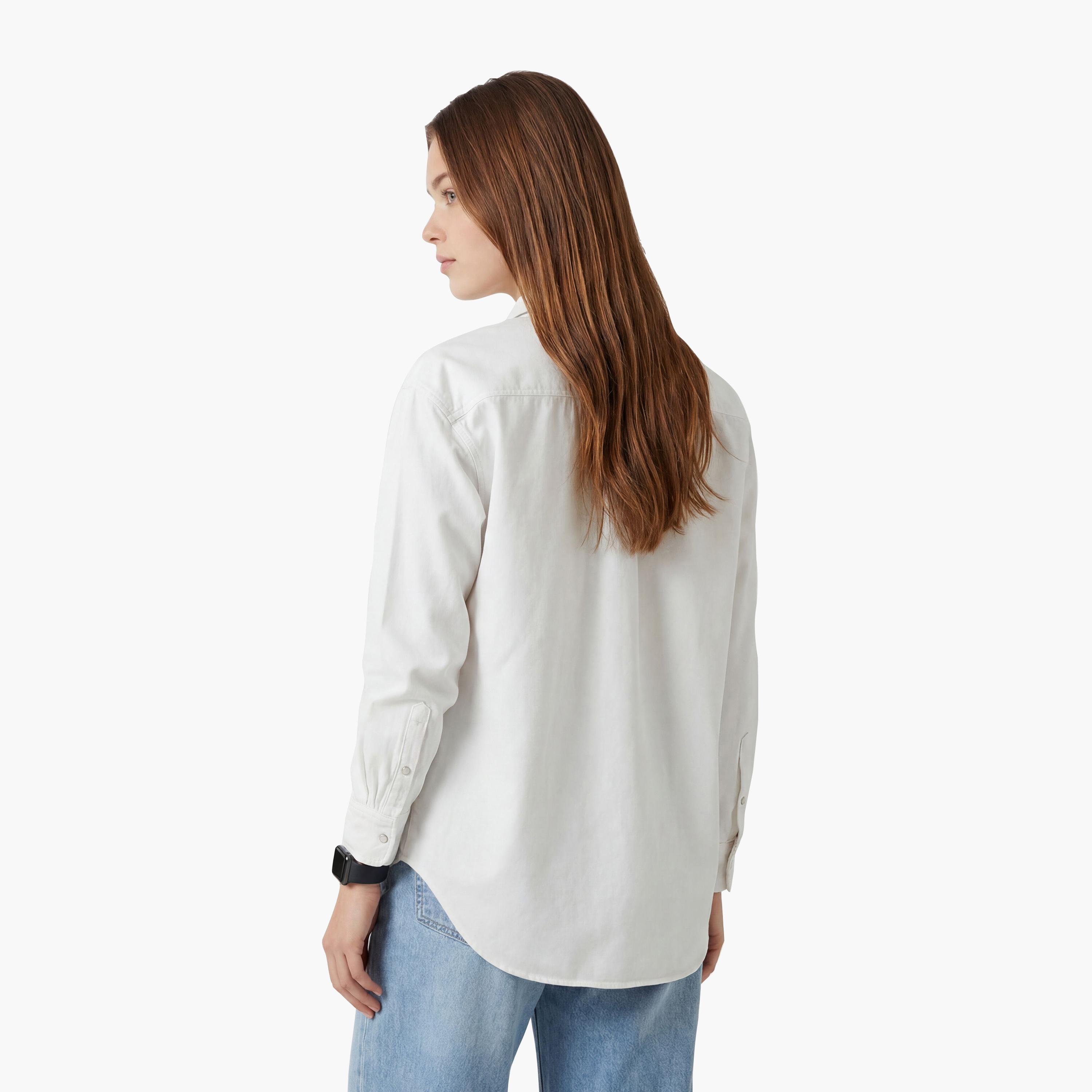 Gant Relaxed Fit Plain Spread Collar Long Sleeves Women's Shirt-women-clothing-shirtsandblouses-shirts-image-4
