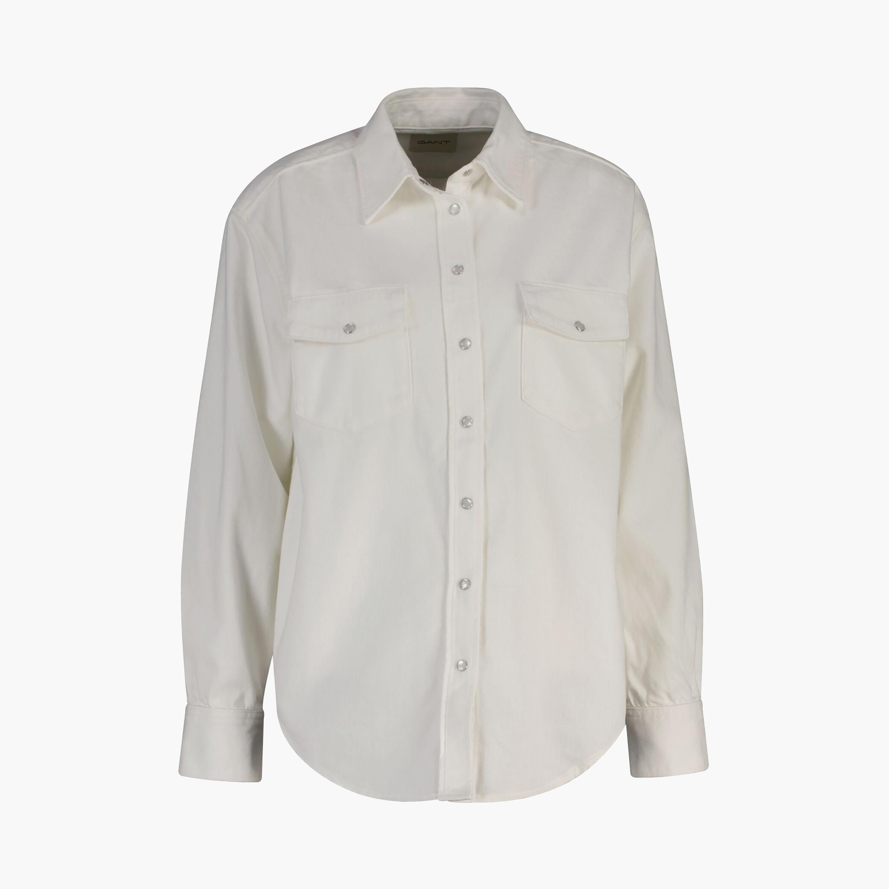 Gant Relaxed Fit Plain Spread Collar Long Sleeves Women's Shirt-women-clothing-shirtsandblouses-shirts-image-5