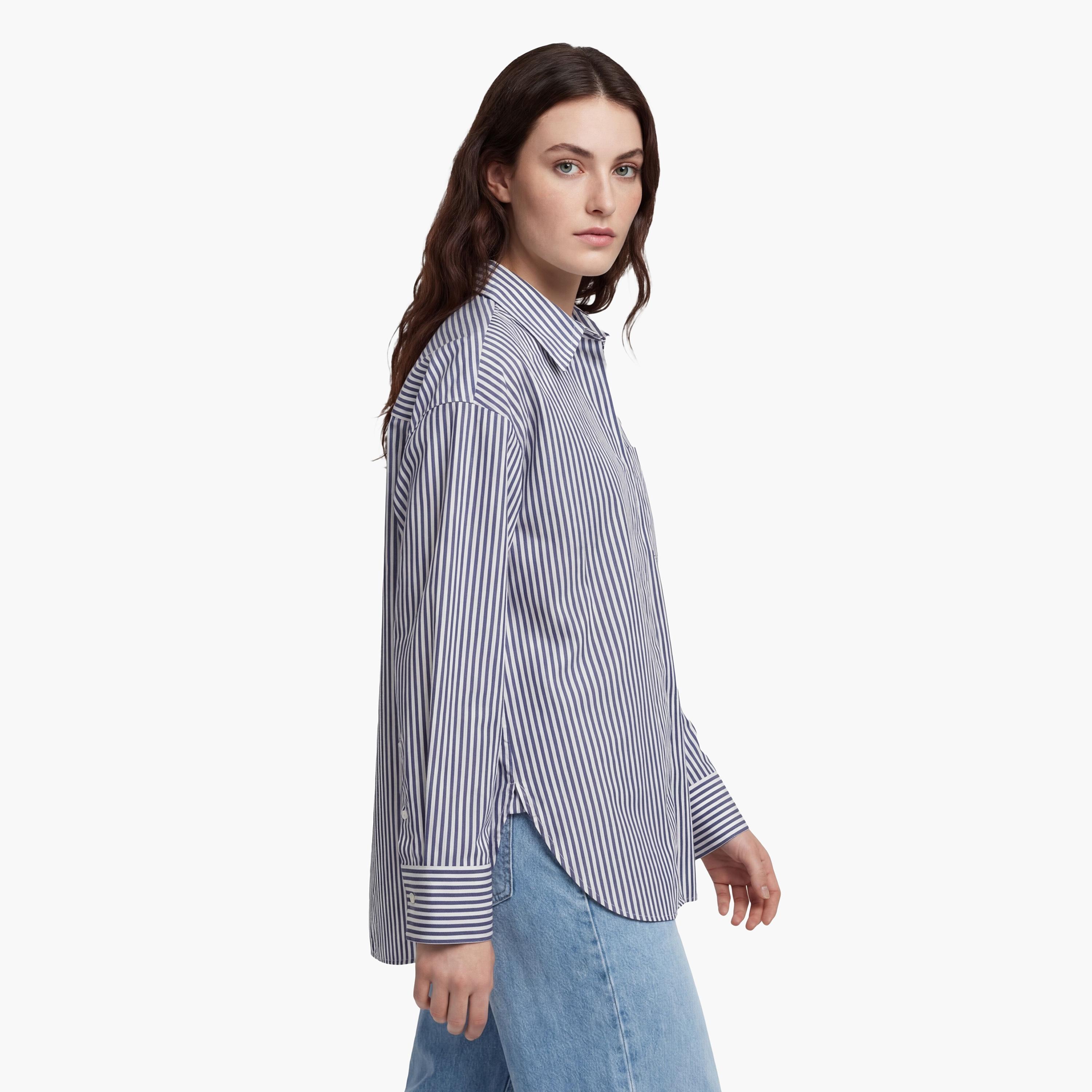 قميص حريمي بقصة مريحة بياقة مسطحة وأكمام طويلة، مخطط من جانت-women-clothing-shirtsandblouses-shirts-image-3