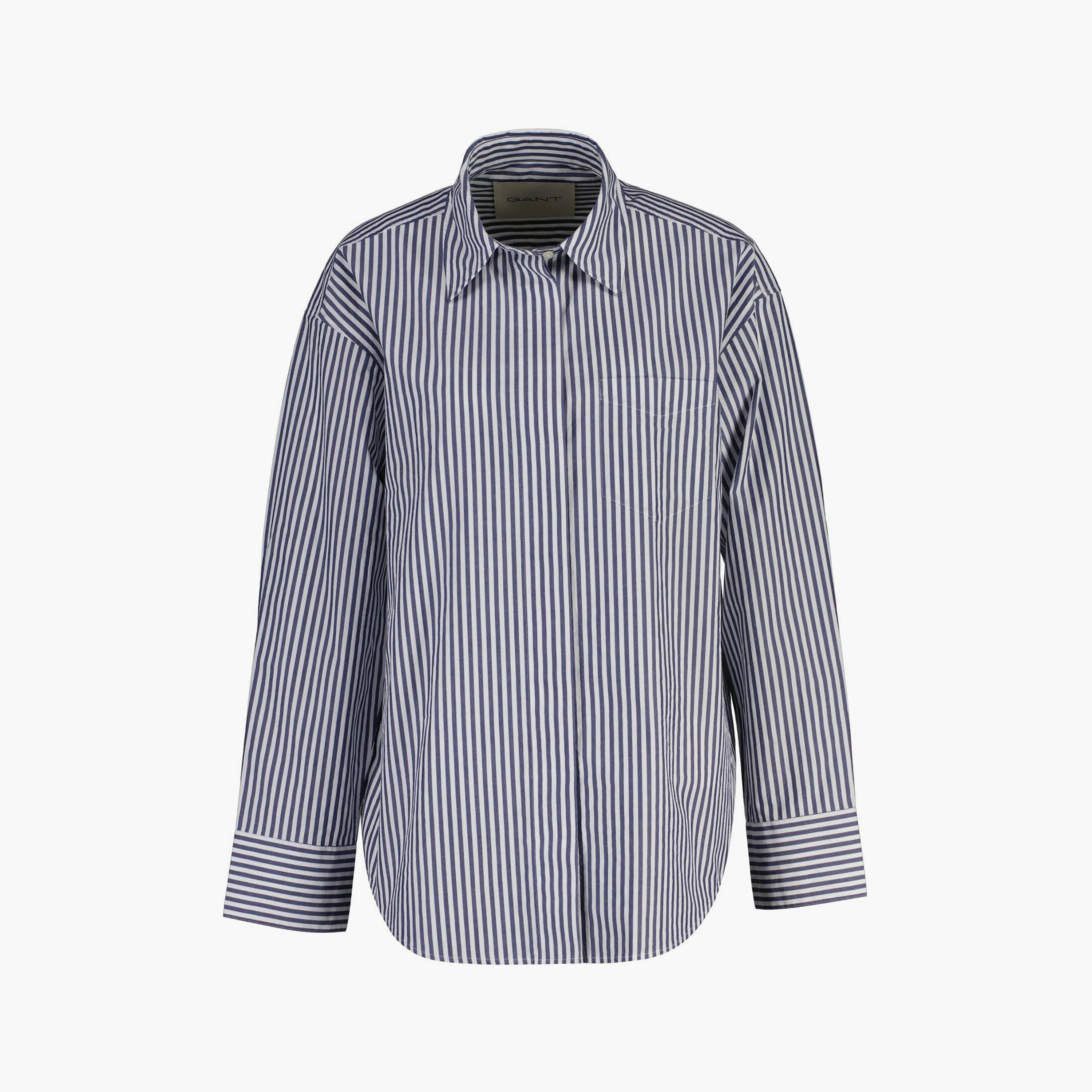 قميص حريمي بقصة مريحة بياقة مسطحة وأكمام طويلة، مخطط من جانت-women-clothing-shirtsandblouses-shirts-image-5
