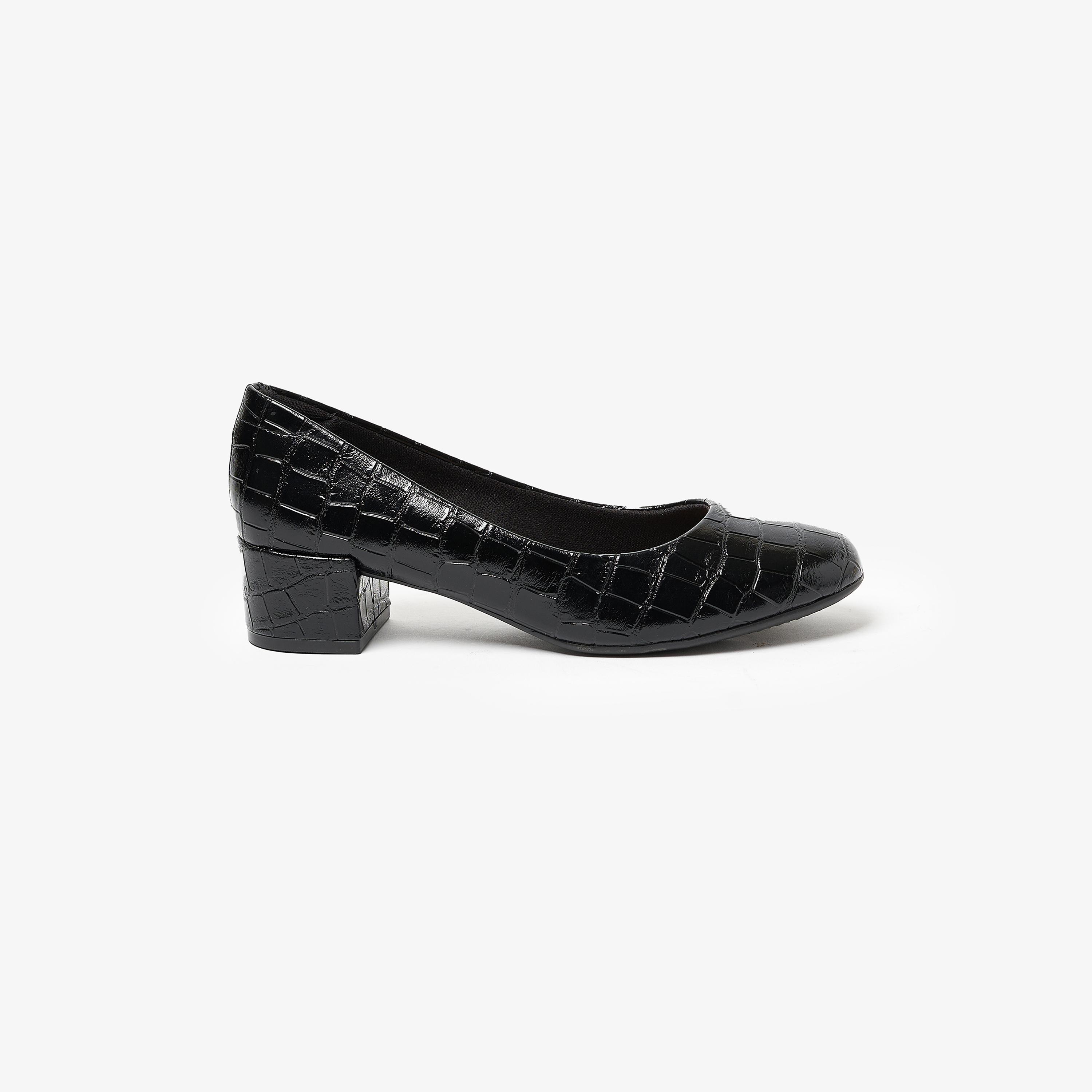 حذاء بامبز نسائي من بيرا ريو بكعب عريض ومنسوج من جلد التمساح | 4301-100-25666-women-shoes-heels-image-2
