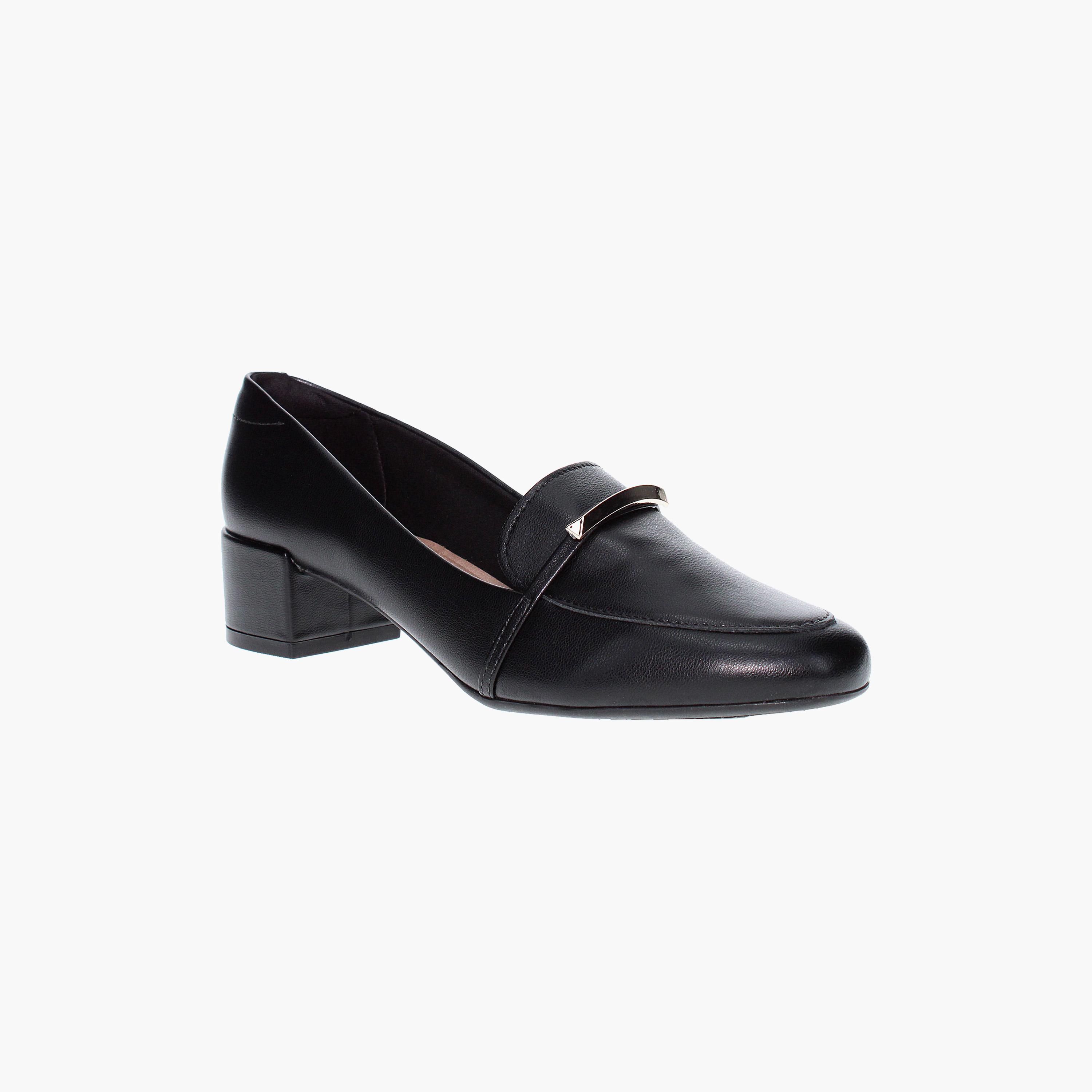 حذاء لوفرز نسائي بكعب هورسبيت من بيرا ريو مع مزين بإبزيم ذهبي | 4301-103-9569-women-shoes-heels-image-1