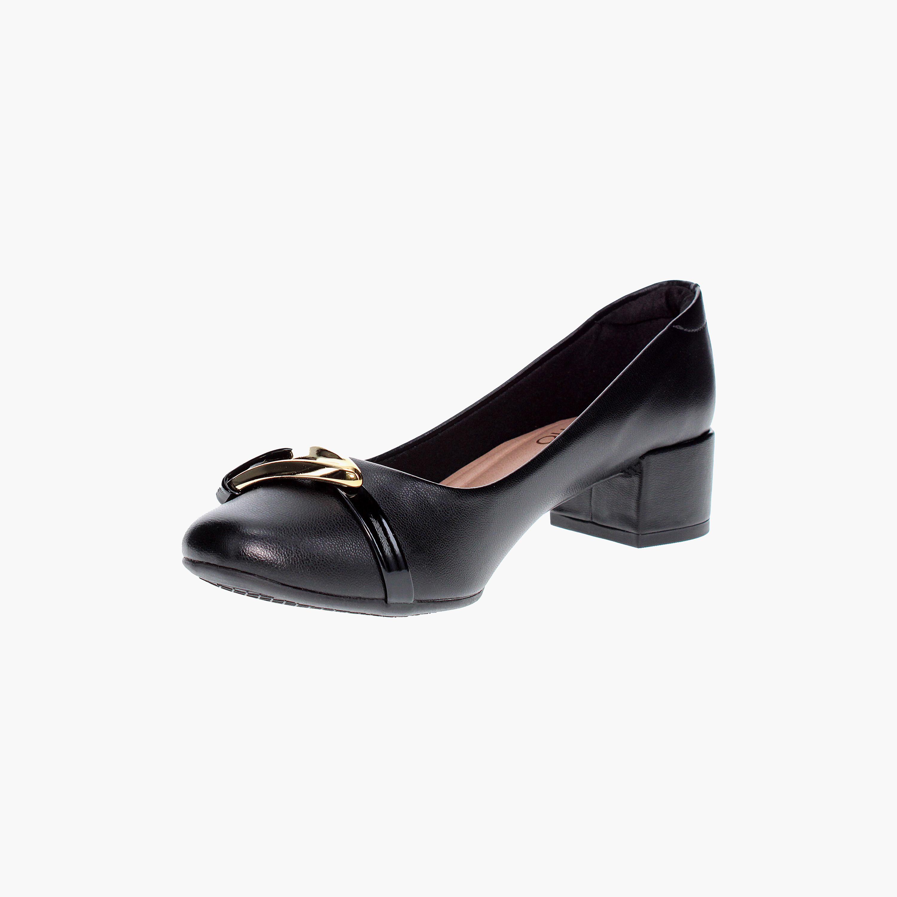 حذاء بمبز نسائي بكعب بلوك من بيرا ريو مع مزين بإبزيم ذهبي | 4301-105-9569-women-shoes-heels-image-3